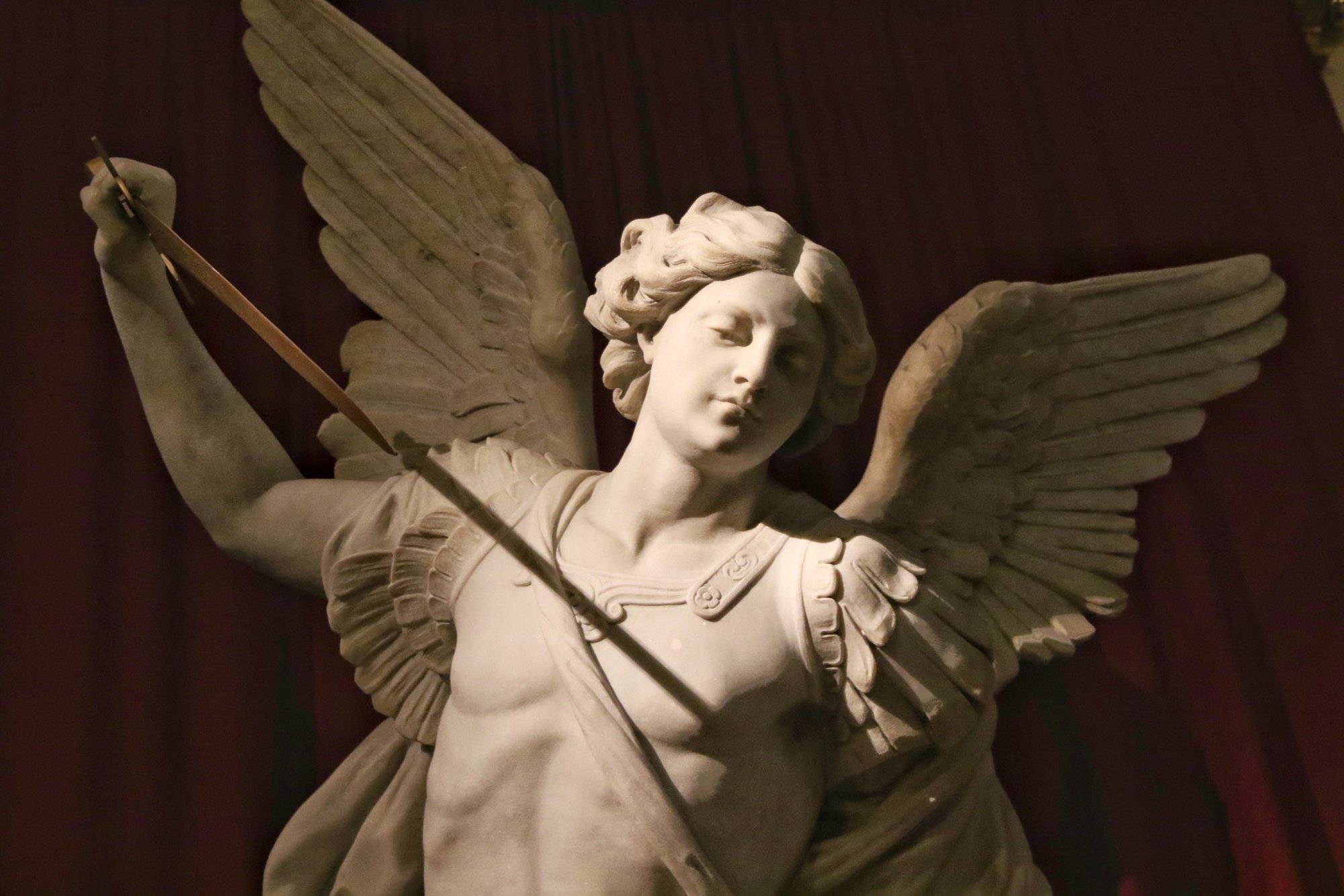 A statue of St. Michael the Archangel is seen at the Church of St. Michael in New York City. Hundreds of Catholics in Myanmar celebrated the feast of St. Michael Sept. 29, days after their village was shelled. (CNS Photo/Gregory A. Shemitz)