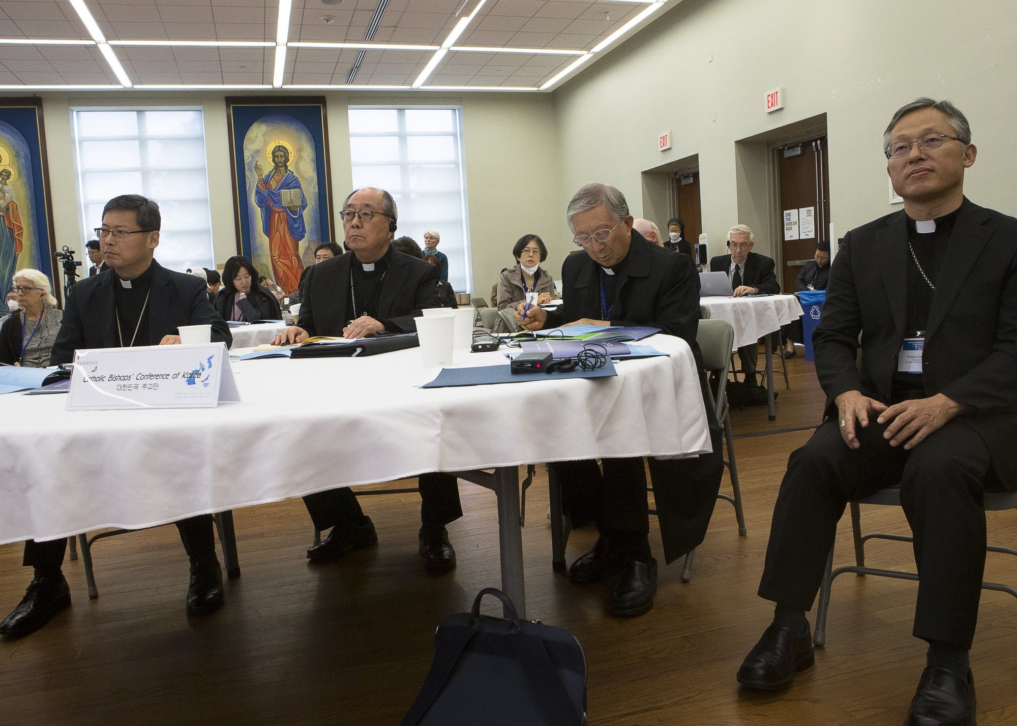 Korean prelates are seen during the "Catholic Korea Peace Forum 2022: Breaking the Impasse to Advance Peace on the Korean Peninsula" at The Catholic University of America in Washington Oct. 5, 2022. (CNS photo/Tyler Orsburn)