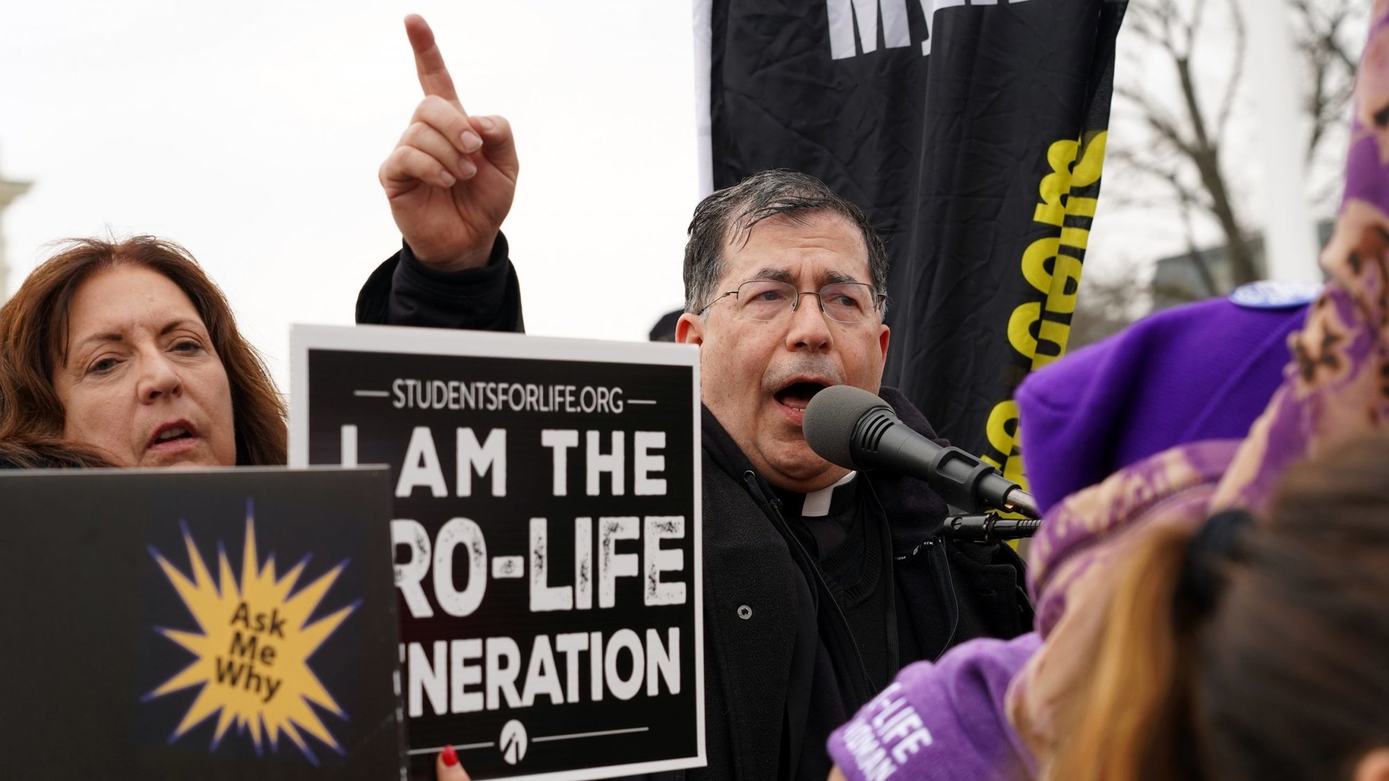 Father Frank Pavone, national director of Priests for Life, speaks in front of the U.S. Supreme Court during the 47th annual March for Life in Washington, D.C., Jan. 24, 2020. (CNS/Gregory A. Shemitz, Long Island Catholic)
