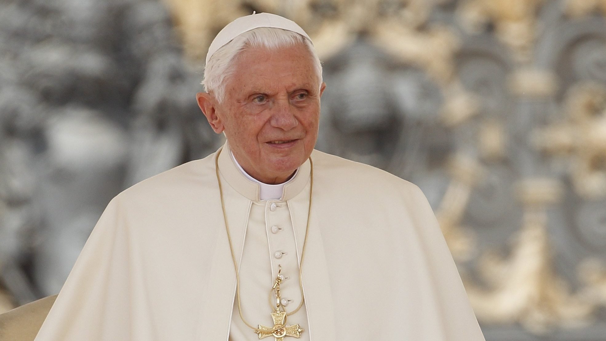 Pope Benedict XVI leads his general audience in St. Peter's Square at the Vatican Sept. 7, 2011. (CNS photo/Paul Haring)