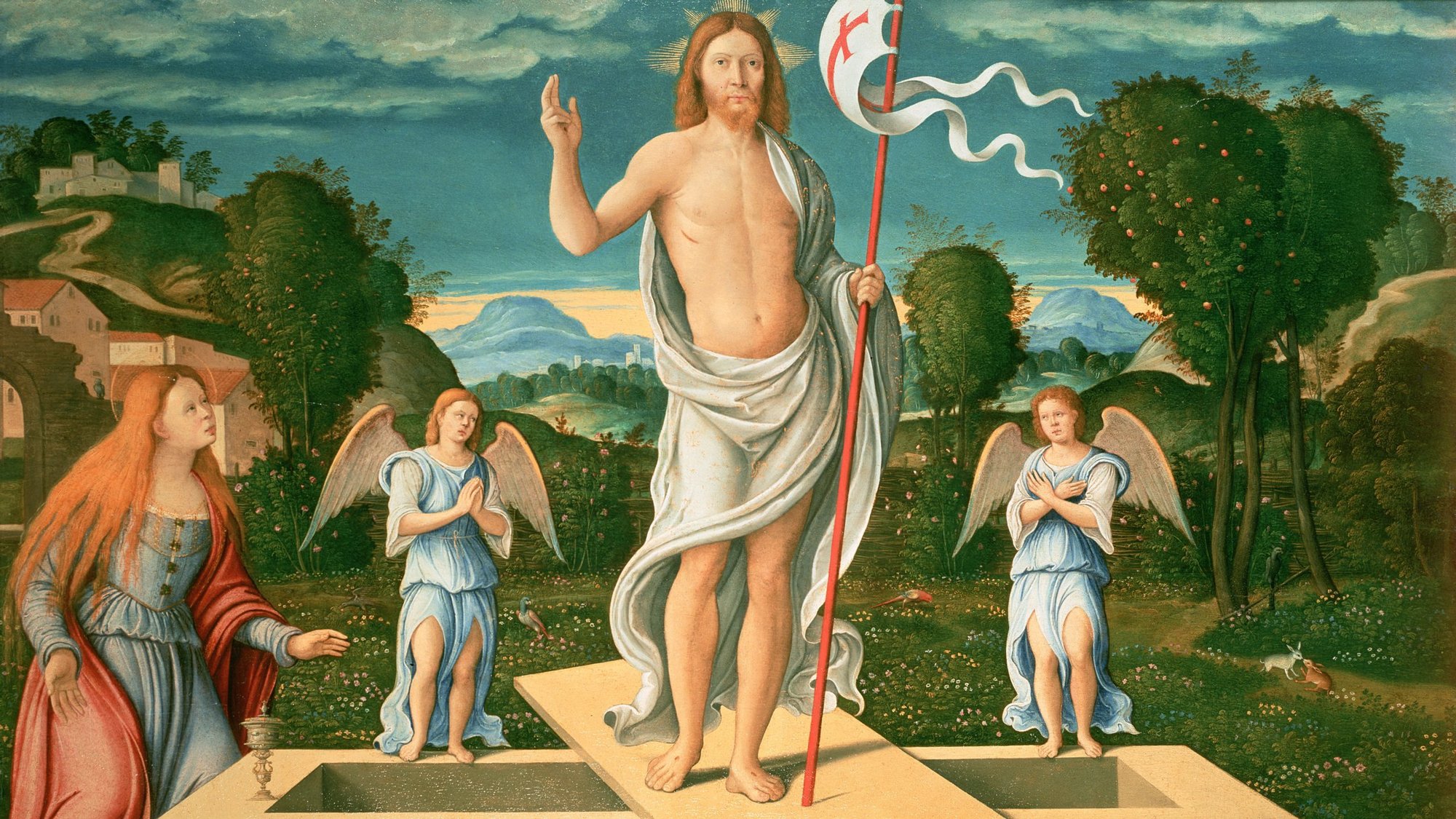 The Resurrection is depicted in this 14th-century painting by Master of Santacroce. (OSV/Agnew's, Bridgeman Images)