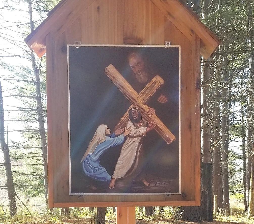 An undated photo shows the third Station of the Cross along a prayer trail located on the property owned by Catholic Healthcare International in Genoa Township, Mich. A federal appeals court ruled Sept. 11, 2023, that the Michigan Catholic group can display Stations of the Cross on its privately owned "prayer trail." The township said the display violated zoning codes even after the group bought a special-use permit as required. (OSV News/courtesy Catholic Healthcare International)