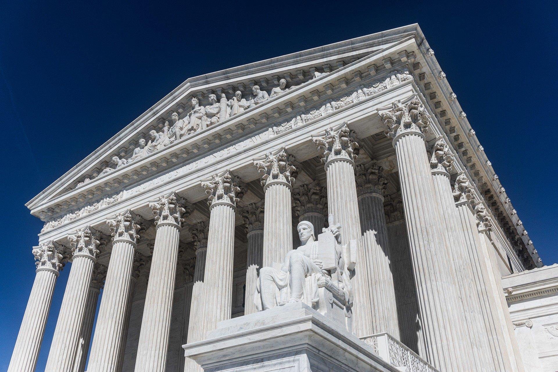 In this undated file photo, James Earle Fraser's statue "The Authority of Law" sits at the entrance to the U.S. Supreme Court in Washington. (OSV News/Mark Thomas, Pixabay)