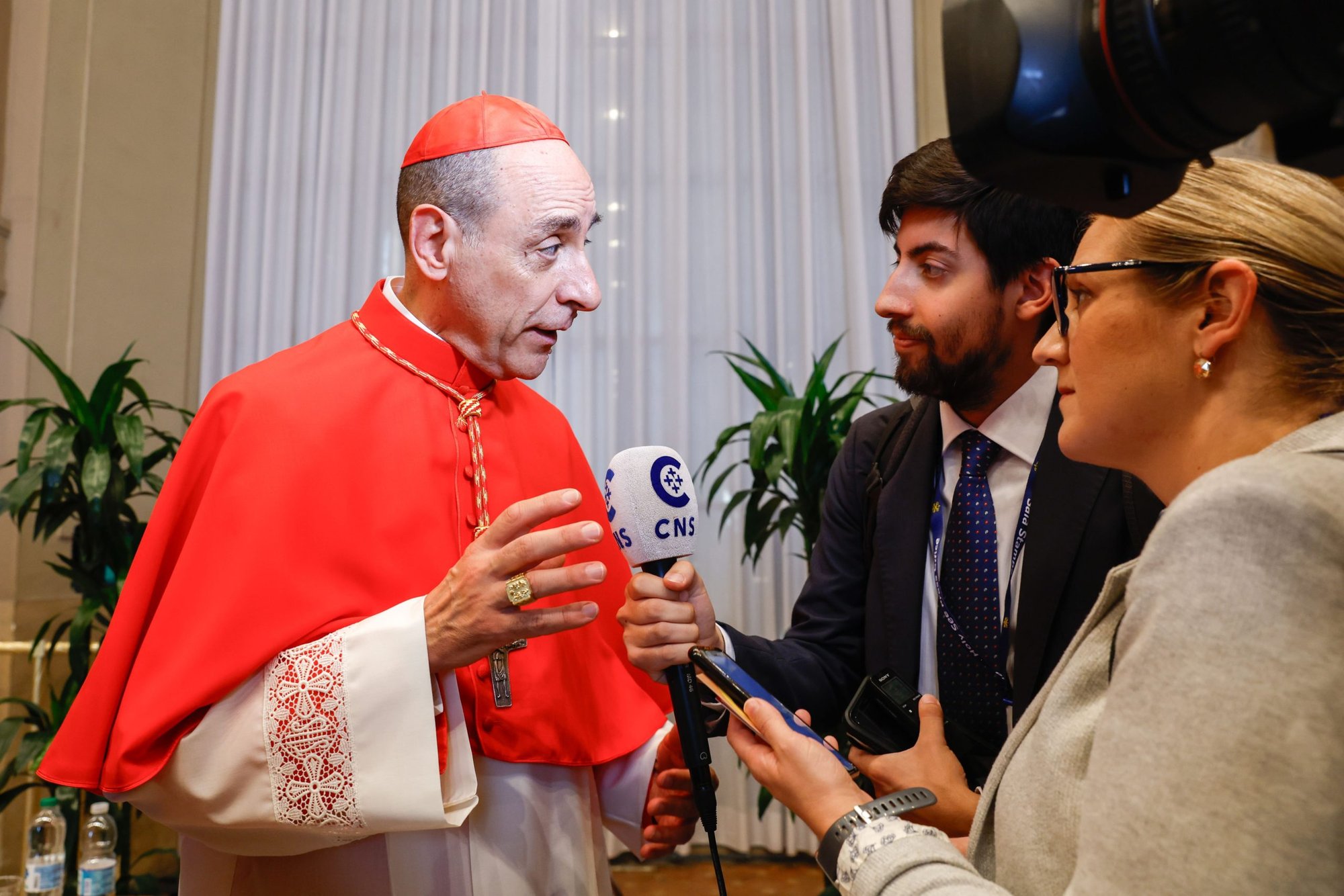 Cardinal Víctor Manuel Fernández comments on changes in the Dicastery for the Doctrine of the Faith, where he serves as prefect. (CNS/Lola Gomez)
