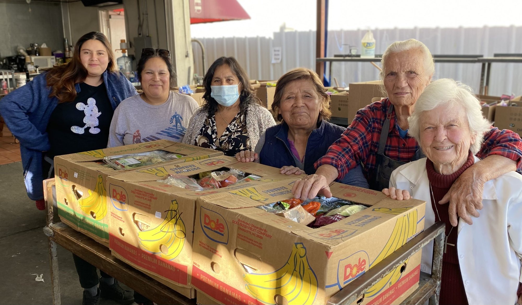 Founder Sister Michele Morris (far right) poses with Ana Draskovich, Gertrude Hullpa, Mirna Anaya, Belen Pulido, and Seidi Cortazar. (Tom Hoffarth)