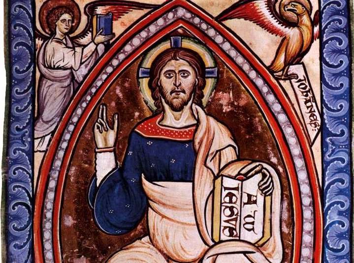 Detail from “Christ in Glory,” unknown miniaturist, circa 1200, English. (Wikimedia Commons)