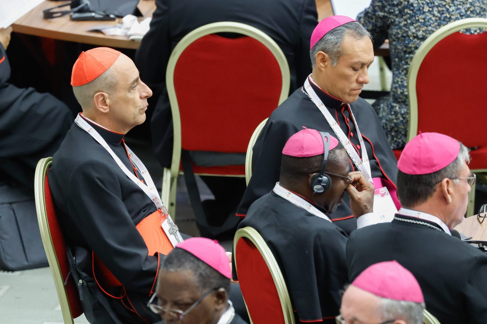 Cardinal Víctor Manuel Fernández, prefect of the Dicastery for the Doctrine of the Faith, participates in the first working session of the assembly of the Synod of Bishops in the Vatican's Paul VI Audience Hall Oct. 4, 2023. (CNS/Lola Gomez)