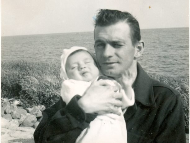 The author and her father in 1952. (Courtesy Heather King)