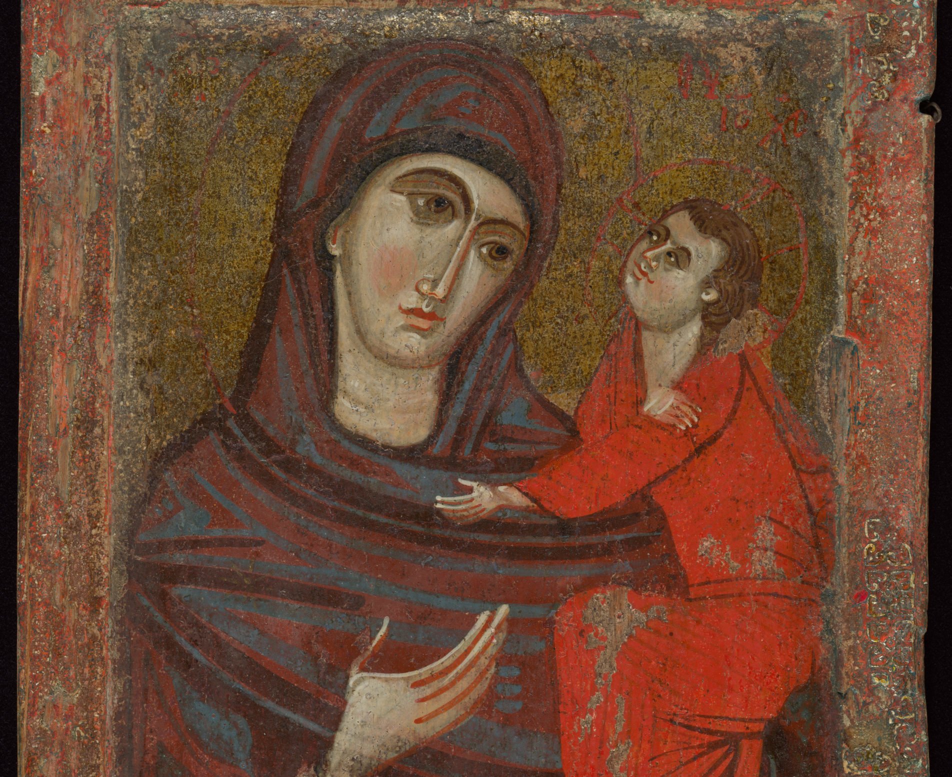 Icon of the Virgin and Child, Hodegetria variant, Byzantine or Crusader, c. 13th century. (Metropolitan Museum of Art)