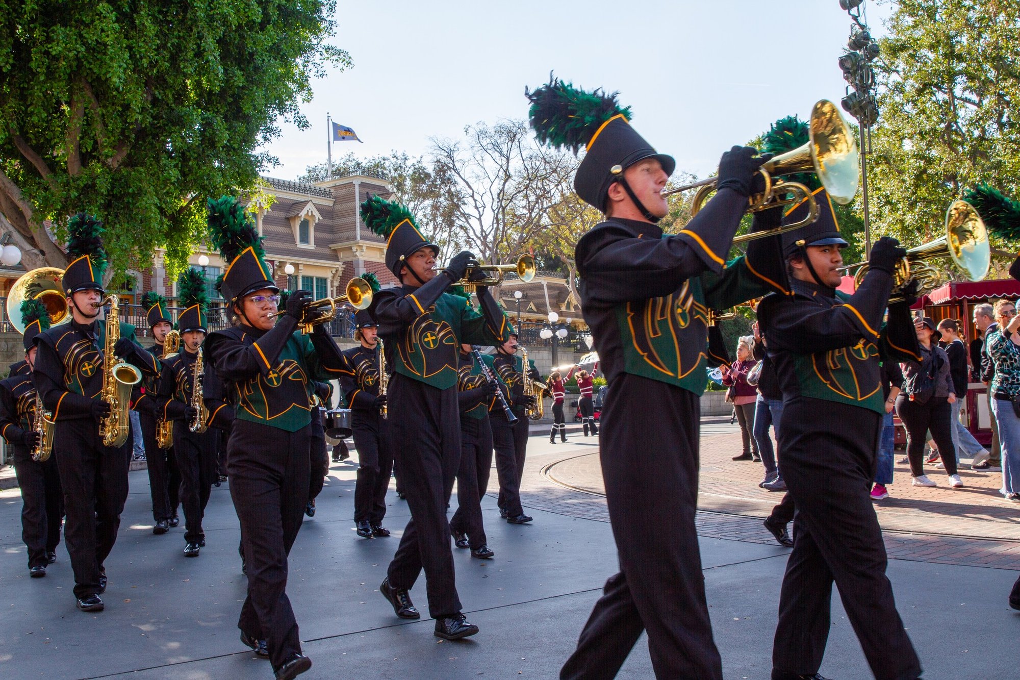 The Damien High Spartan Regiment performed at Disneyland earlier in the school year, and now will prepare to travel to New York for the 2025 Macy’s Thanksgiving Day Parade. (Damien High School)