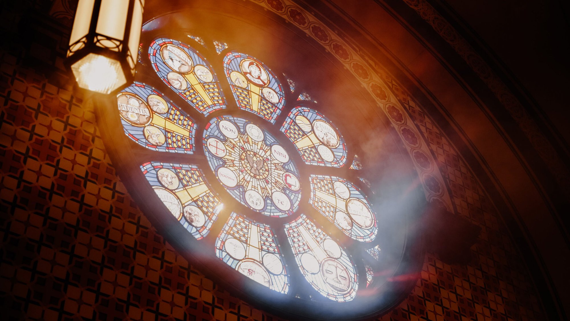 The Rose Window in the new chancery chapel in the Diocese of Winona-Rochester. (Image via Word on Fire)