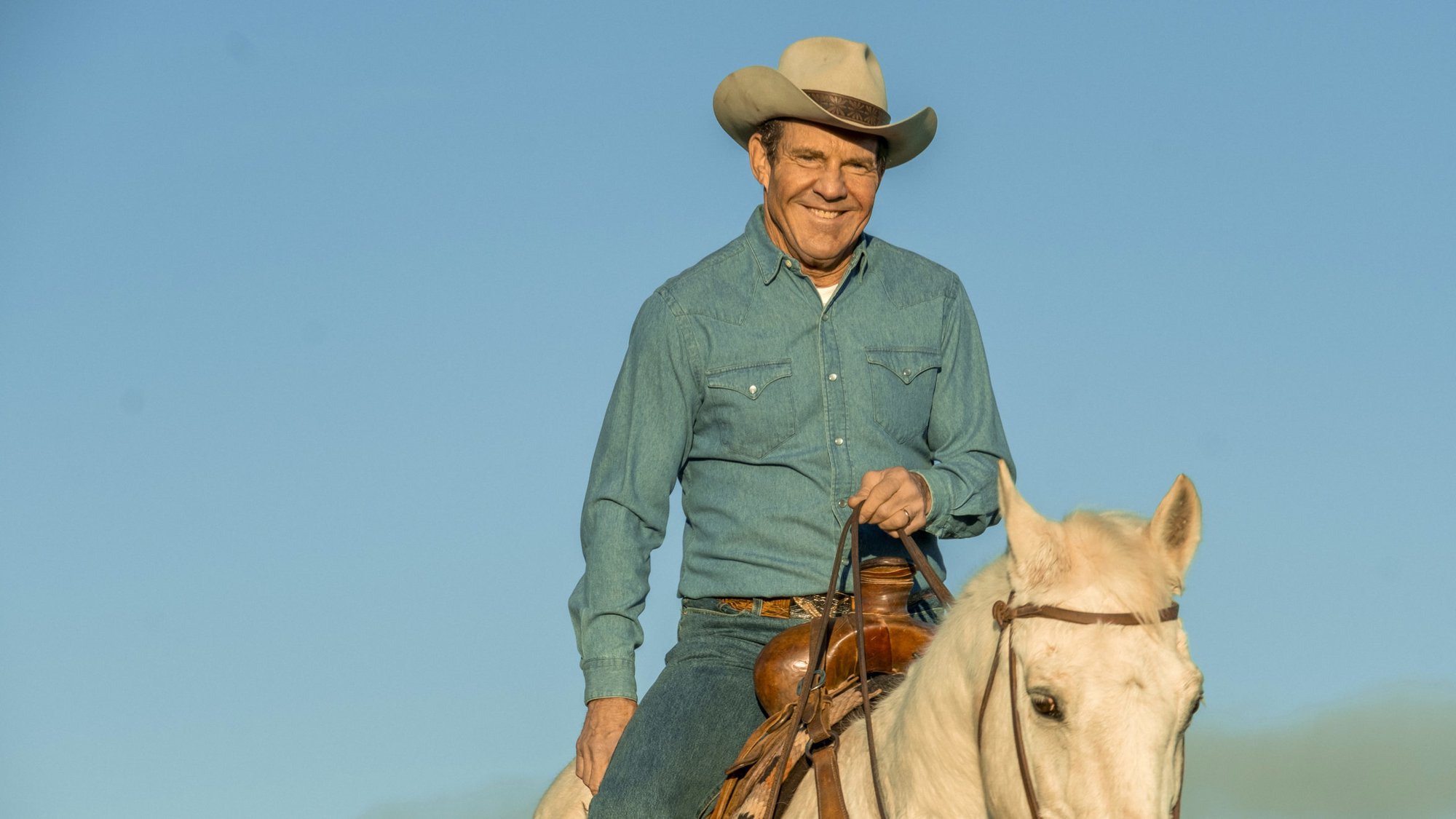 Dennis Quaid as Ronald Reagan riding his horse at his ranch, Rancho del Cielo, in the film “Reagan.” (Rob Batzdorff)