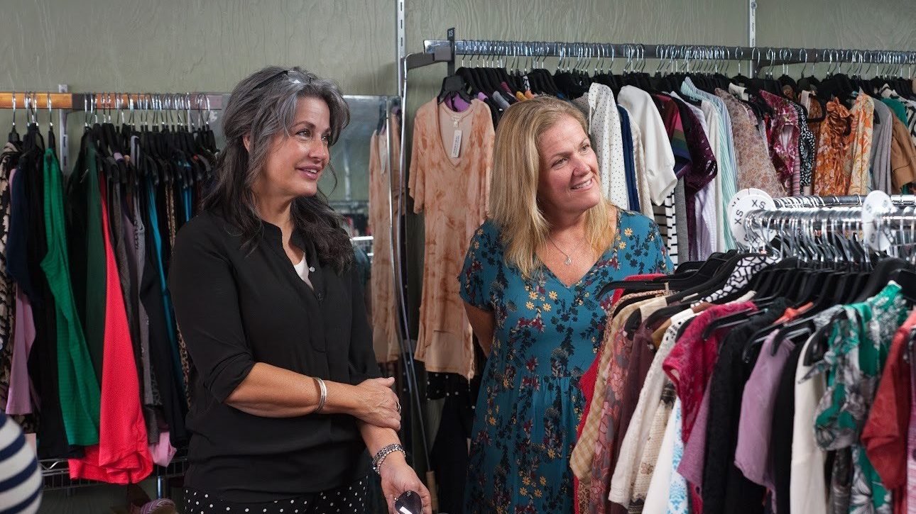 Project coordinator Angela Cianci and Jessica Freyne, executive director of Providence Pregnancy Center, stand inside Reborn Boutique, a boutique thrift store in Scranton, Pa., July 20, 2024. All proceeds from sales at the store benefit Providence Pregnancy Center. (OSV News photo/courtesy of Captured By Mary Photography)