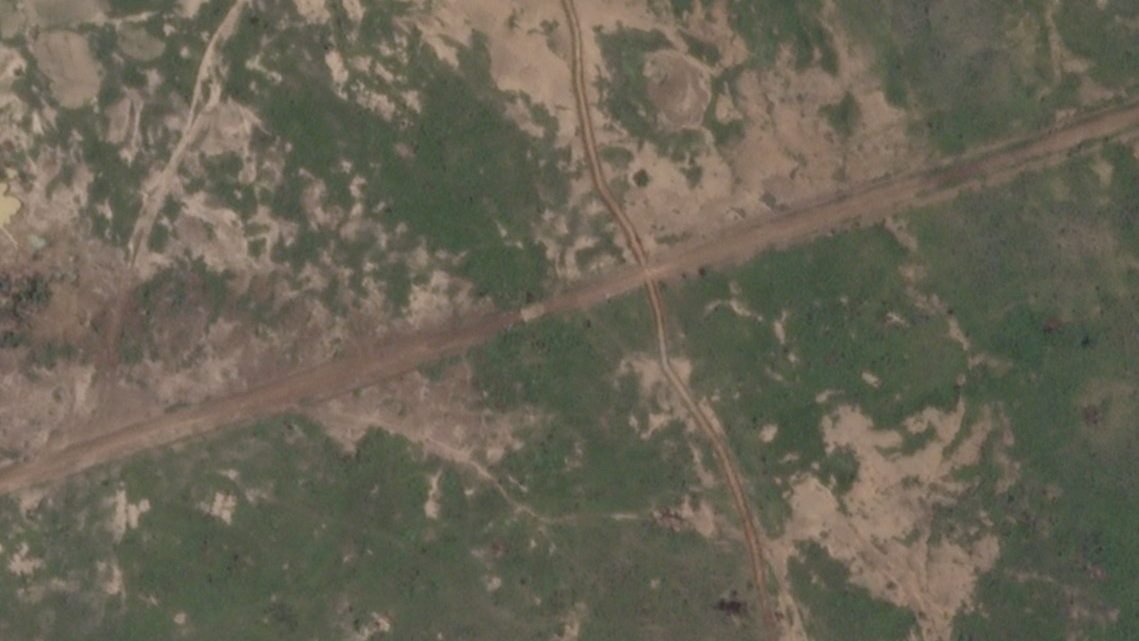 A satellite image shows a newly built trench near Barsalogho, Burkina Faso, where hundreds of people were killed by suspected jihadists Aug. 24, 2024. In an early October massacre in northeastern Burkina Faso, at least 150 people, including many Christians, were killed in the town of Manni in what turned out to be a brutal terrorist rampage. (OSV News photo/Planet Labs Inc. via Reuters)