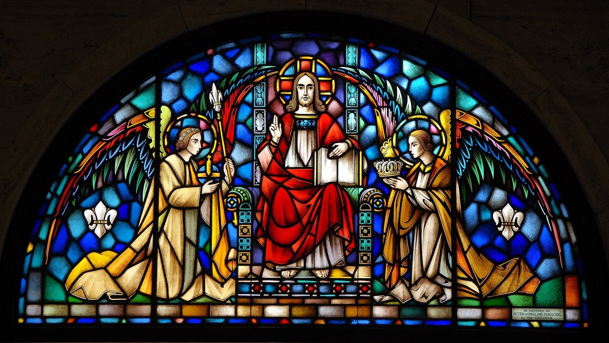A stained-glass window at St. Francis Xavier Cathedral in Green Bay depicts Jesus as Christ the King. The feast of Our Lord Jesus Christ, King of the Universe, commonly referred to as the feast of Christ the King, is Nov. 24, 2024. (OSV News file photo/Sam Lucero)