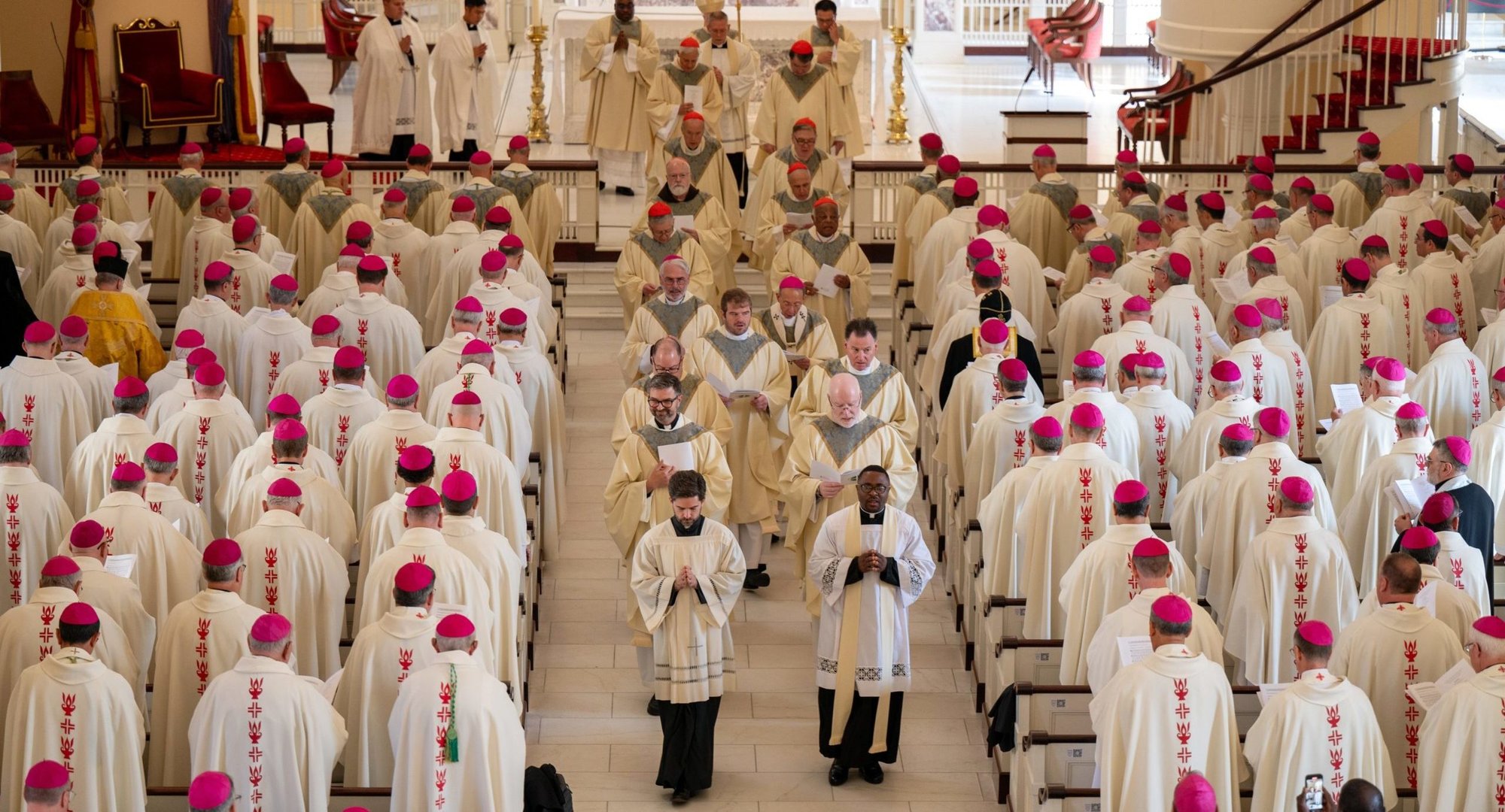 Bishops from around the country gather at the Basilica of the National Shrine of the Assumption of the Blessed Virgin Mary in Baltimore Nov. 11, 2024, for the opening Mass of the U.S. Conference of Catholic Bishops' 2024 fall plenary assembly. (OSV News photo/Kevin J. Parks, Catholic Review)