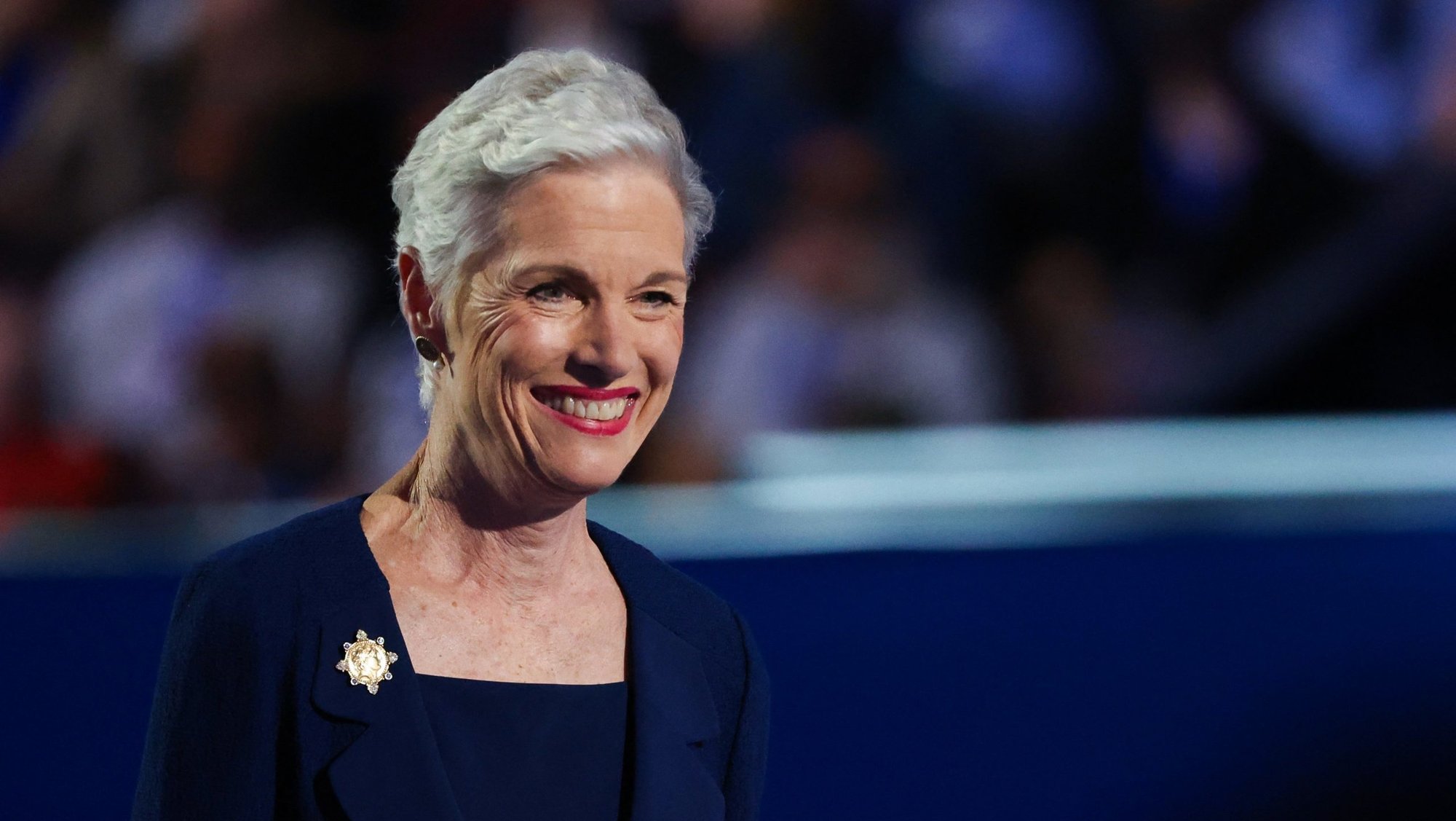 Cecile Richards, former president of Planned Parenthood, smiles on Day 3 of the Democratic National Convention at the United Center in Chicago Aug. 21, 2024. President Joe Biden awarded Richards the Medal of Freedom during a private ceremony at the White House Nov. 20. (OSV News photo/Brendan Mcdermid, Reuters)