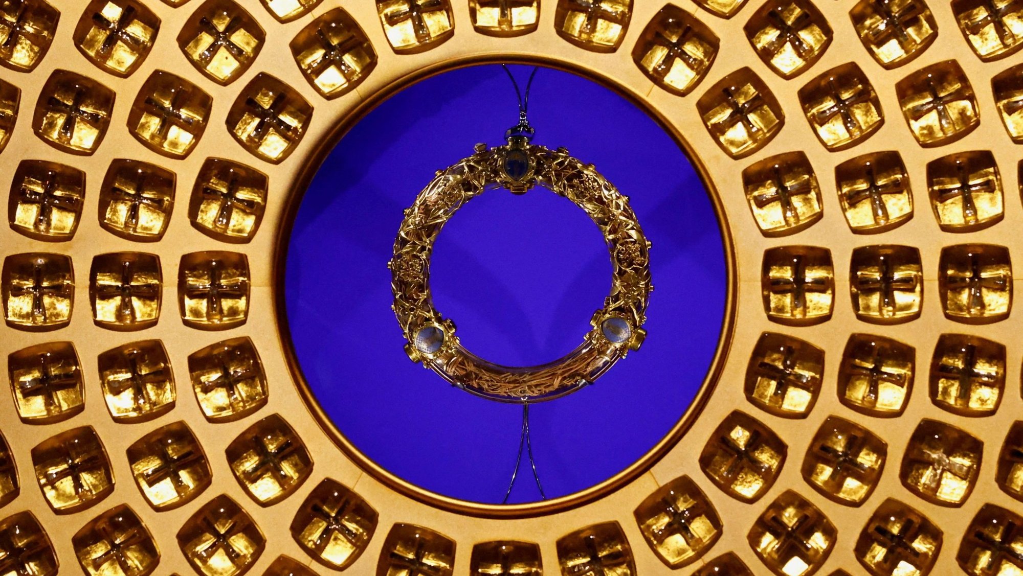 The crown of thorns is exhibited after a procession returned it to Notre Dame Cathedral in Paris Dec. 13, 2024, five-and-a-half years after a fire ravaged the Gothic Parisian landmark. (OSV News photo/Stephanie Lecocq, Reuters)