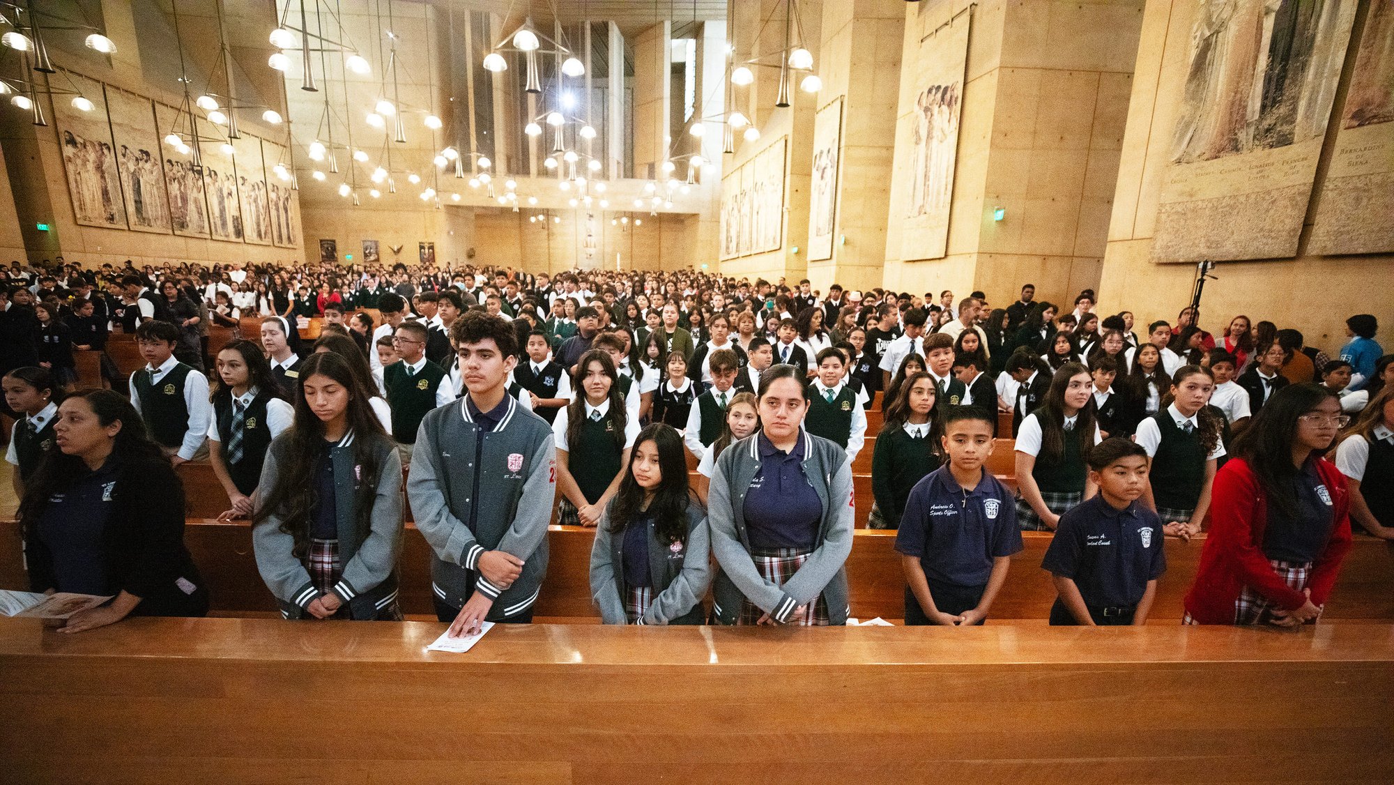 Catholic school students attend the Missionary Childhood Association Youth Appreciation Mass on Oct. 16 at the Cathedral of Our Lady of the Angels. (Victor Alemán)