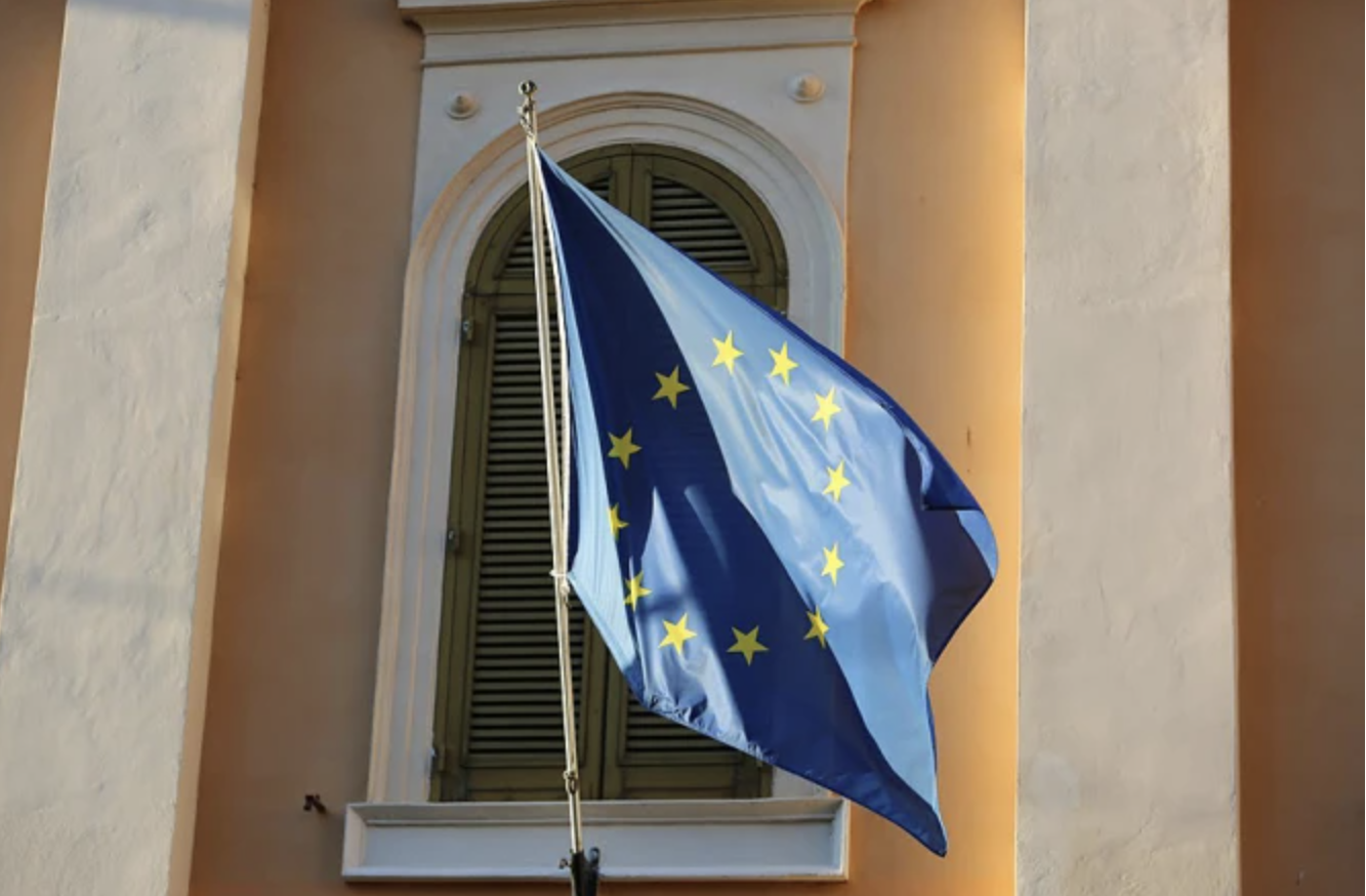 The flag of the European Union flying in Rome. (Bohumil Petrik/CNA)