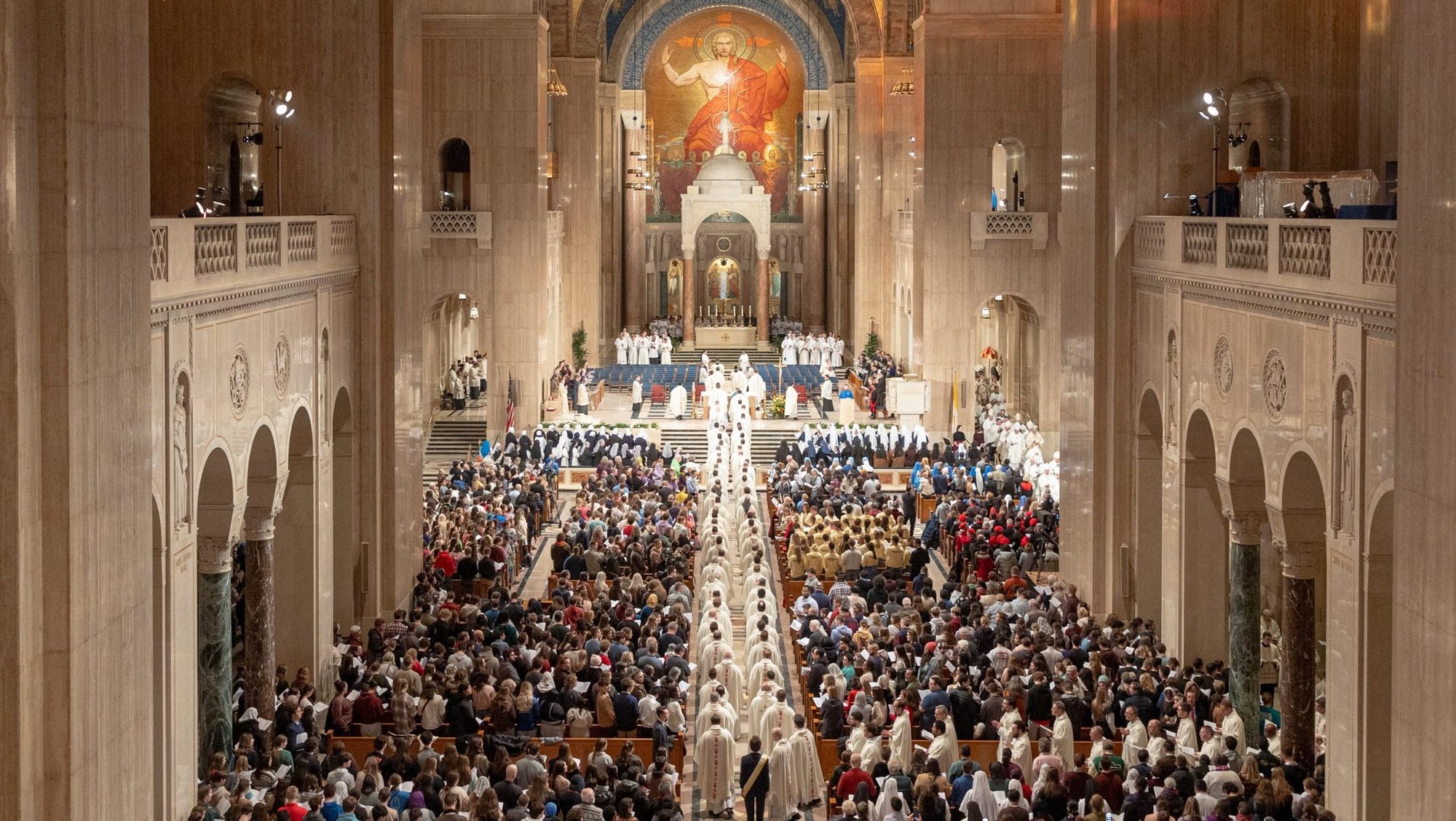 Archbishop Joseph F. Naumann of Kansas City, Kansas, celebrates Mass at the National Prayer Vigil for Life Mass at the Basilica of the National Shrine of the Immaculate Conception in Washington Jan. 23, 2025, the evening before the annual the March for Life. (OSV News photo/Mihoko Owada)