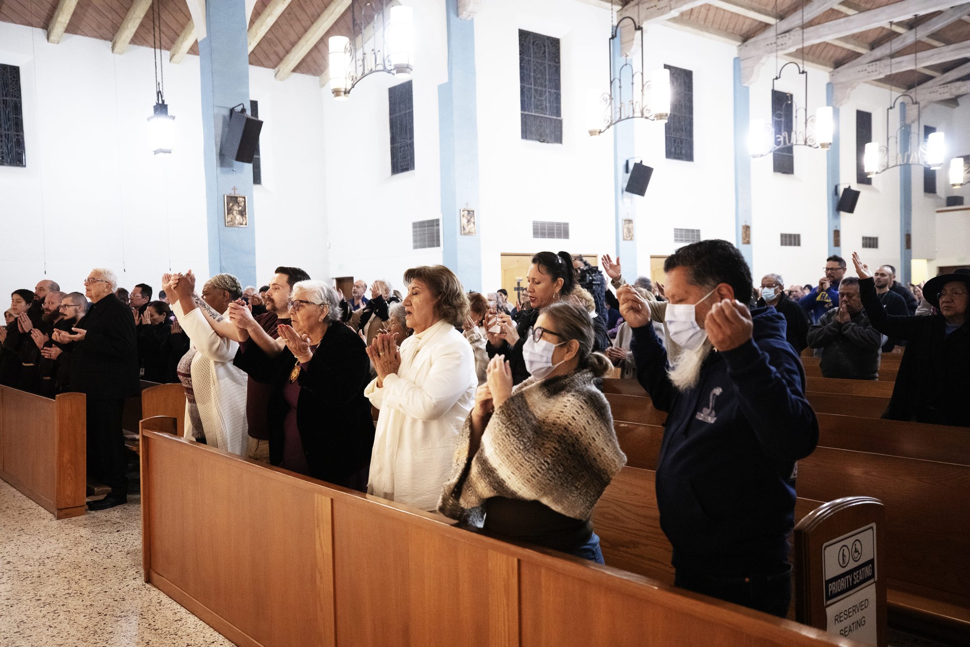 Hundreds gathered at Mission San Gabriel Arcángel’s Chapel of the Annunciation on Jan. 9 for a special bilingual Mass to pray for fire victims, firefighters, and first responders. (Victor Alemán)