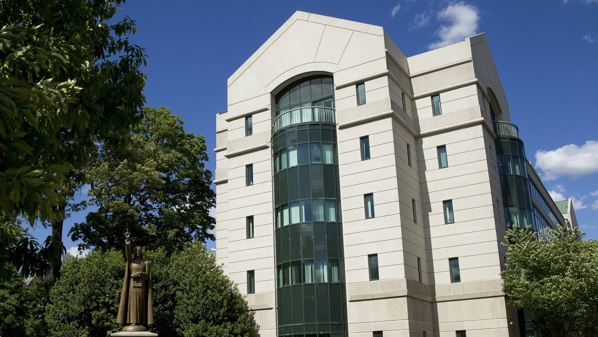 The headquarters of the U.S. Conference of Catholic Bishops is seen in Washington in this file photo. The USCCB announced Feb. 7, 2025, it will lay off a third of its migration staff after President Donald Trump's suspension of refugee resettlement program. (OSV News photo/Tyler Orsburn, CNS file)