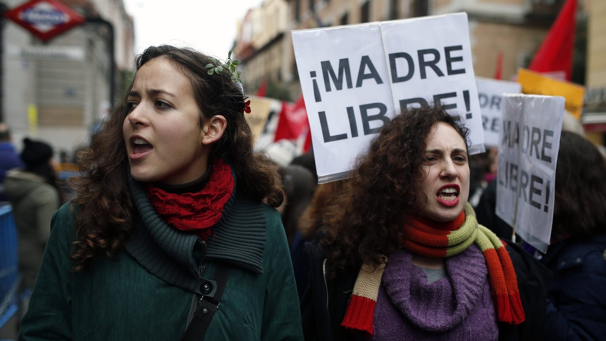 Thousands of people march in Madrid to protest government legislation to limit abortions in this file photo. (CNS photo/ Javier Barbancho, Reuters)