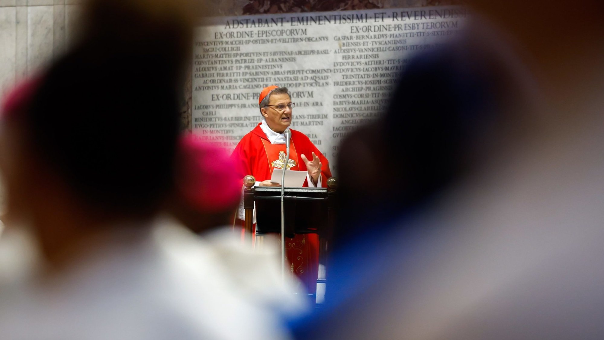 Cardinal Mario Grech, secretary-general of the synod, delivers his homily during Mass with synod participants at the Altar of the Chair in St. Peter’s Basilica at the Vatican, Oct. 21, 2024. (CNS photo/Lola Gomez)