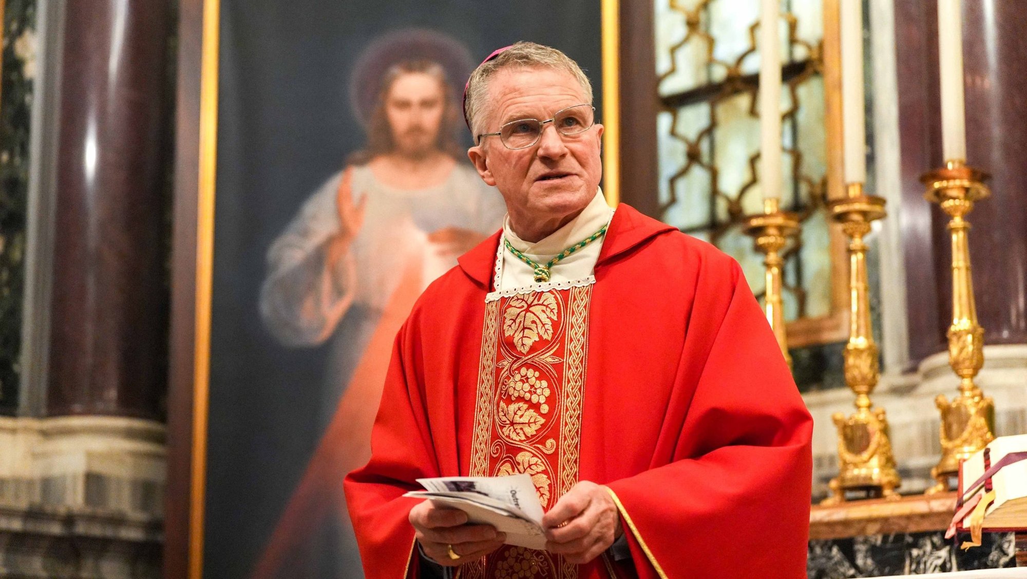 Archbishop Timothy P. Broglio of the U.S. Archdiocese for the Military Services, president of the U.S. Conference of Catholic Bishops, gives the homily during Mass at the Basilica of St. Mary Major in Rome Feb. 6, 2025, as part of the Jubilee of the Armed Services, Police and Security Personnel. (CNS photo/Lola Gomez)