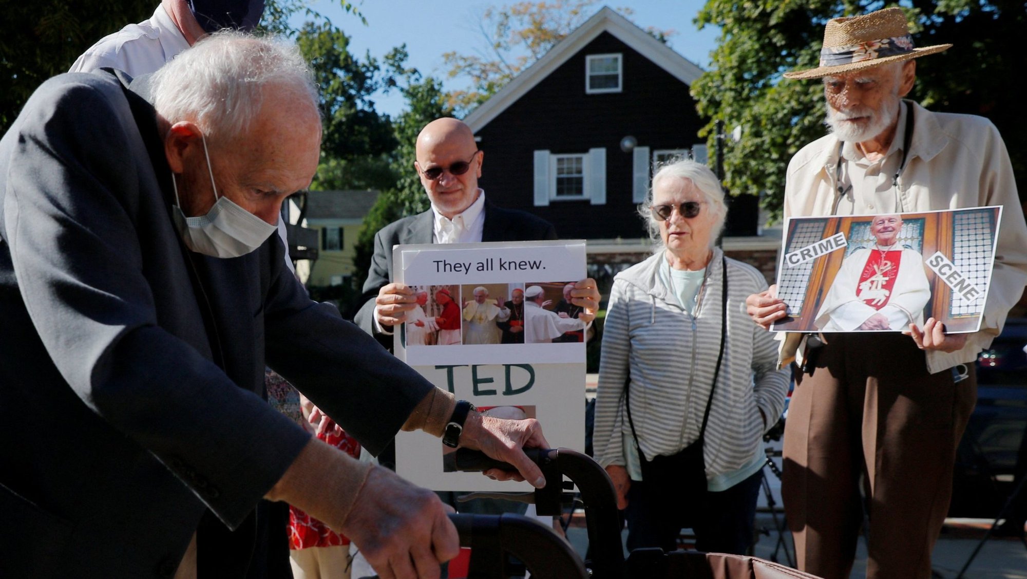 Former Cardinal Theodore E. McCarrick arrives at Dedham District Court in Dedham, Massachusetts, Sept. 3, 2021, after being charged with molesting a 16-year-old boy during a 1974 wedding reception. A Massachusetts judge dismissed a criminal case against the former cardinal Aug. 30, 2023, ruling he no longer has the cognitive capacity to stand trial. (OSV News/Brian Snyder, Reuters)