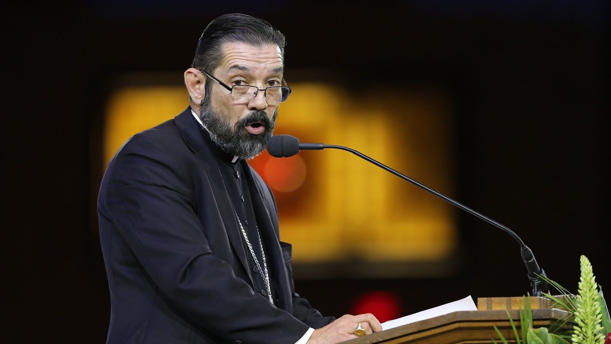 Bishop Daniel E. Flores of Brownsville, Texas, is pictured during the 2017 Catholic Convocation in Orlando, Fla. (OSV News photo/CNS file, Bob Roller)