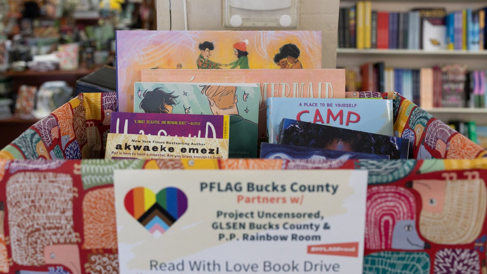 LGBTQ-themed storybooks are pictured in a donation box at the Doylestown Bookshop in Pennsylvania April 7, 2023. The U.S. Supreme Court in Washington April 22, 2025, heard a legal challenge brought against the Montgomery County Public Schools in Maryland by an interfaith group of parents to allow them to opt their children out of classroom instruction pertaining to books containing LGBTQ+ themes, which they object to on religious grounds. (OSV News photo/Hannah Beier, Reuters)