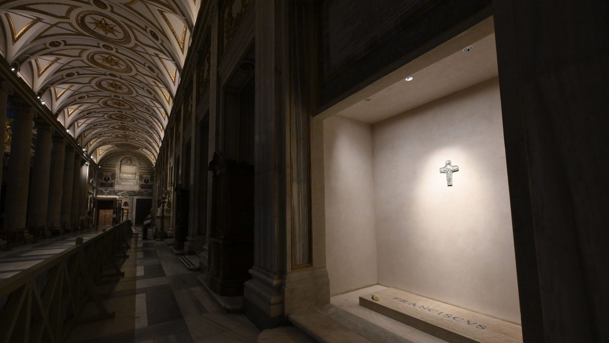 Pope Francis’ tomb in the side aisle of the Basilica of St. Mary Major April 27. (CNS/Vatican Media)