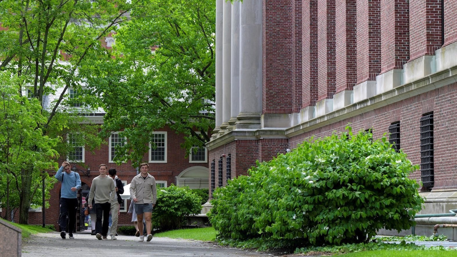Students walk on the campus of Harvard University in Cambridge, Mass., May 23, 2025. The Trump administration revoked Harvard's ability to accept foreign students May 22, a move currently being battled in the courts. The Department of Homeland Security on May 29 gave the school 30 days to prove it satisfies visa program requirements. (OSV News photo/Faith Ninivaggi, Reuters)