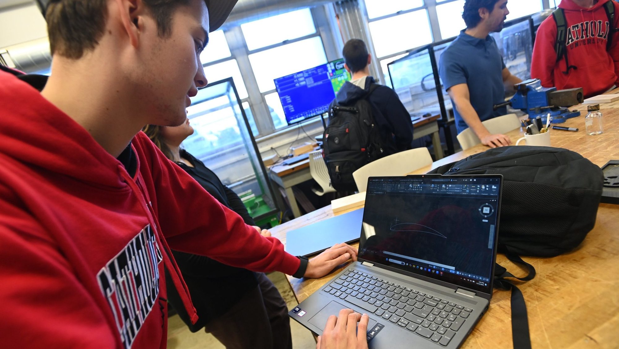 A 2024 file photo shows engineering students at The Catholic University of America in Washington, which has launched new bachelor and master degree programs in artificial intelligence. The School of Engineering is currently accepting applications for the programs for the fall of 2025. (OSV News photo/Patrick Ryan, The Catholic University of America)