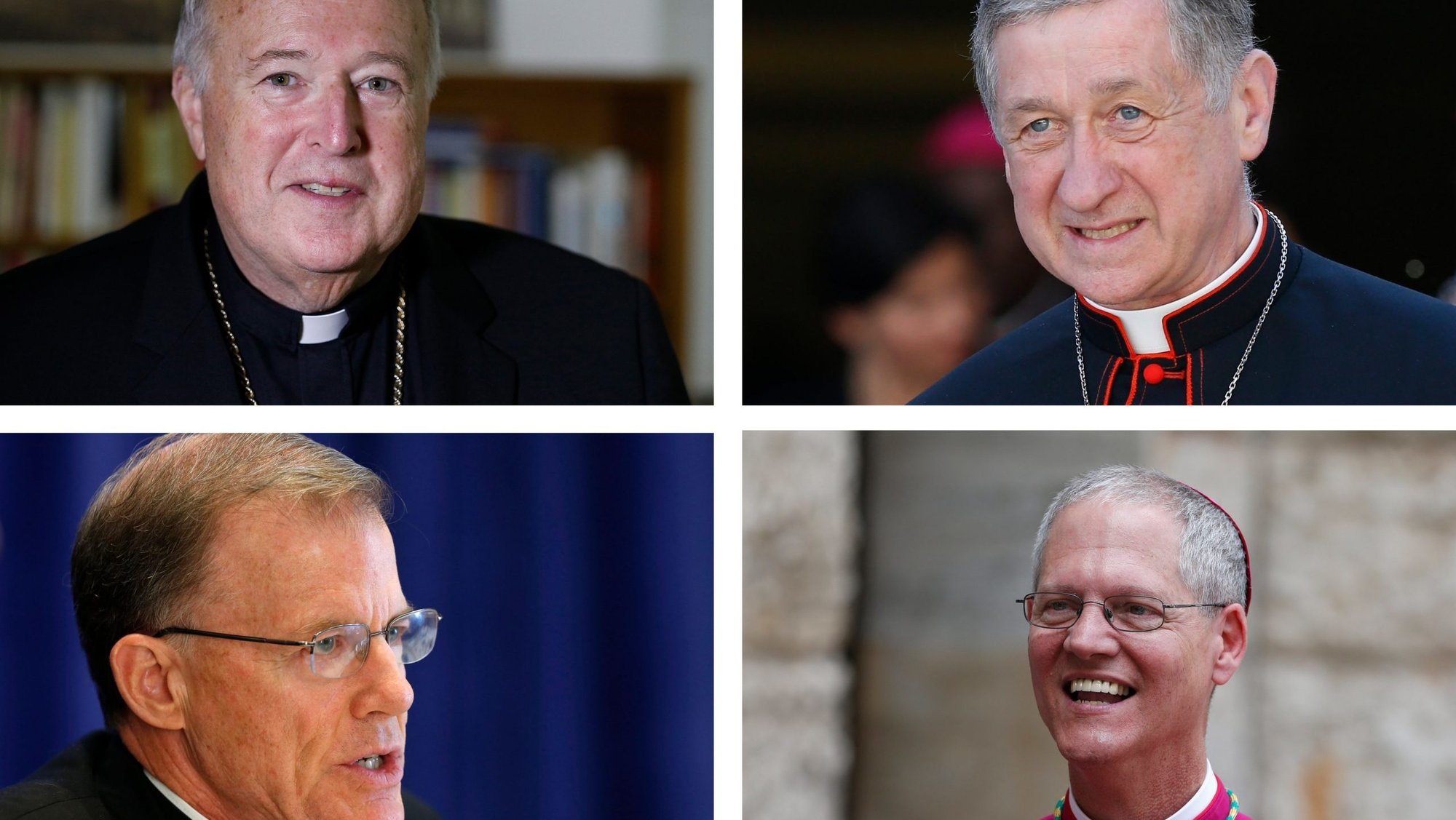 Cardinals Robert W. McElroy of Washington, Blase J. Cupich of Chicago, and Archbishops John C. Wester of Santa Fe, N.M., and Paul D. Etienne of Seattle, are pictured in a combination photo. In August 2025, during the 80th anniversary of the atomic bombings of Hiroshima and Nagasaki, the four prominent U.S. prelates will travel to Japan to participate in a Pilgrimage of Peace, fostering prayer, dialogue, and global advocacy for nuclear disarmament. (OSV News files/OSV News/CNS)