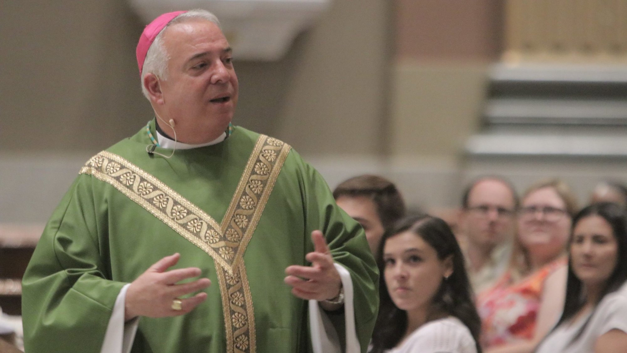Philadelphia Archbishop Nelson J. Pérez is seen delivering the homily in a June 23, 2024, file photo. In a Jan. 5, 2025, pastoral letter, Archbishop Pérez unveiled a decade-long plan to counter declining numbers of faithful and active priests by creating at least 50 "missionary hubs" across the archdiocese to reach those distant and disengaged from the church. (OSV News photo/Sarah Webb, courtesy Archdiocese of Philadelphia)