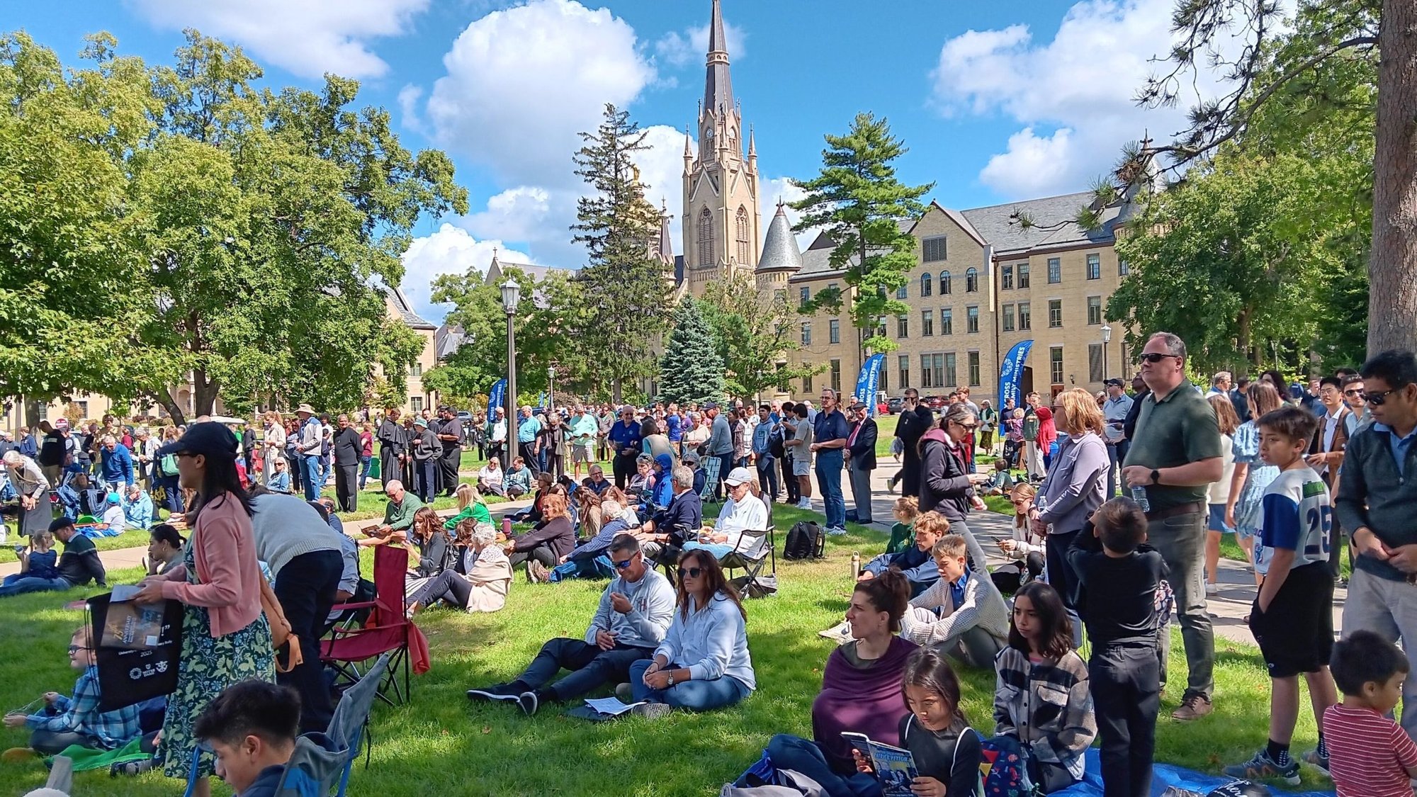 Catholics gather at the University of Notre Dame in Indiana Sept. 7, 2025, to pray the rosary and celebrate the life and ministry of Father Patrick Peyton, a Holy Cross priest and a Notre Dame graduate named "Venerable" in 2017 who encouraged families to pray the rosary together. (OSV News photo/Catherine O’Dell)