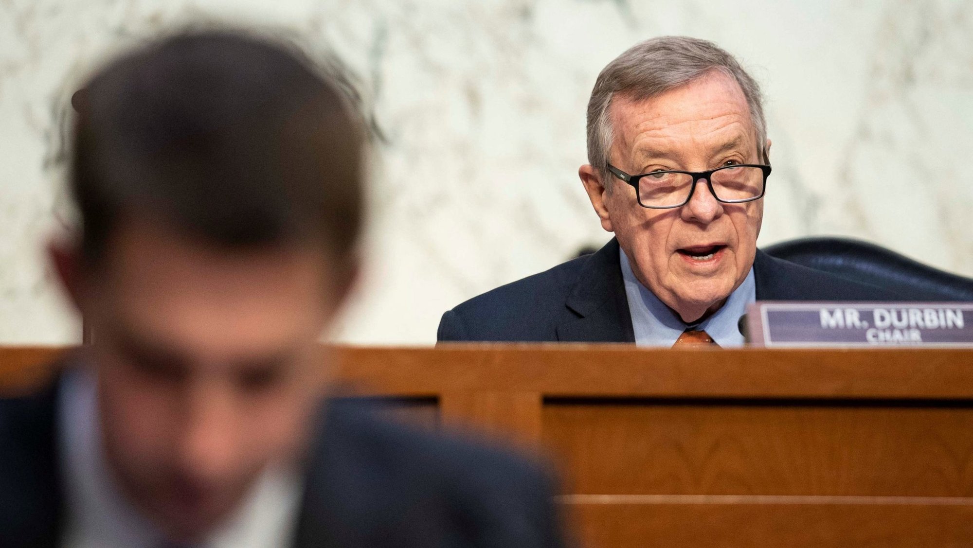 U.S. Sen. Dick Durbin, D-Ill., chair of the Senate Judiciary Committee, speaks at a hearing on Capitol Hill in Washington March 1, 2023. (OSV News photo/Sarah Silbiger, Reuters)