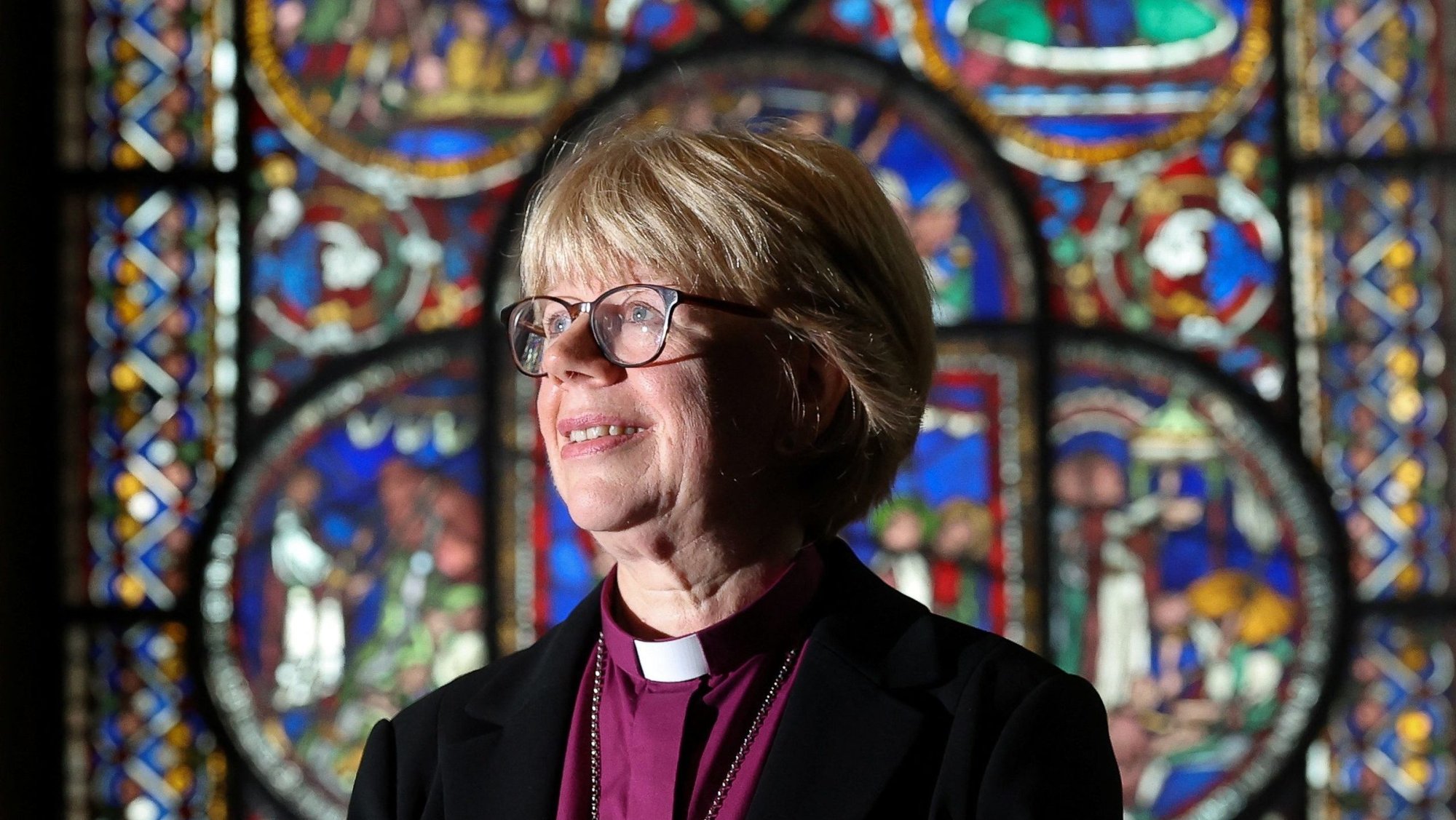 Bishop Sarah Mullally of London poses inside Canterbury Cathedral in England Oct. 3, 2025, after being appointed as the Anglican Church's new archbishop of Canterbury, the first woman to hold the role in its 1,400-year history. (OSV News photo/Toby Melville, Reuters)