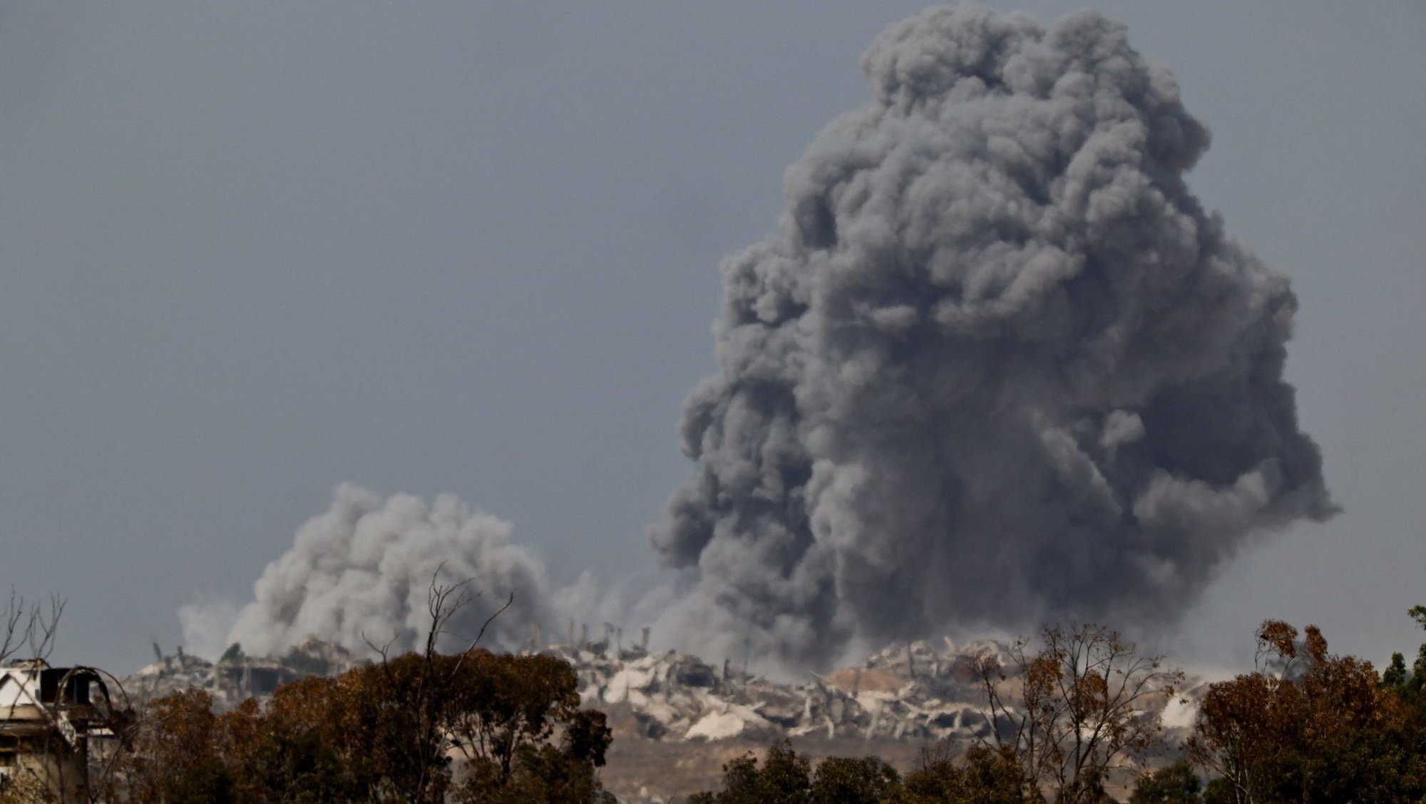 Smoke rises after an explosion in Gaza, as seen from the Israeli side of the Israel-Gaza border, July 29, 2025. (OSV News photo/Amir Cohen, Reuters)