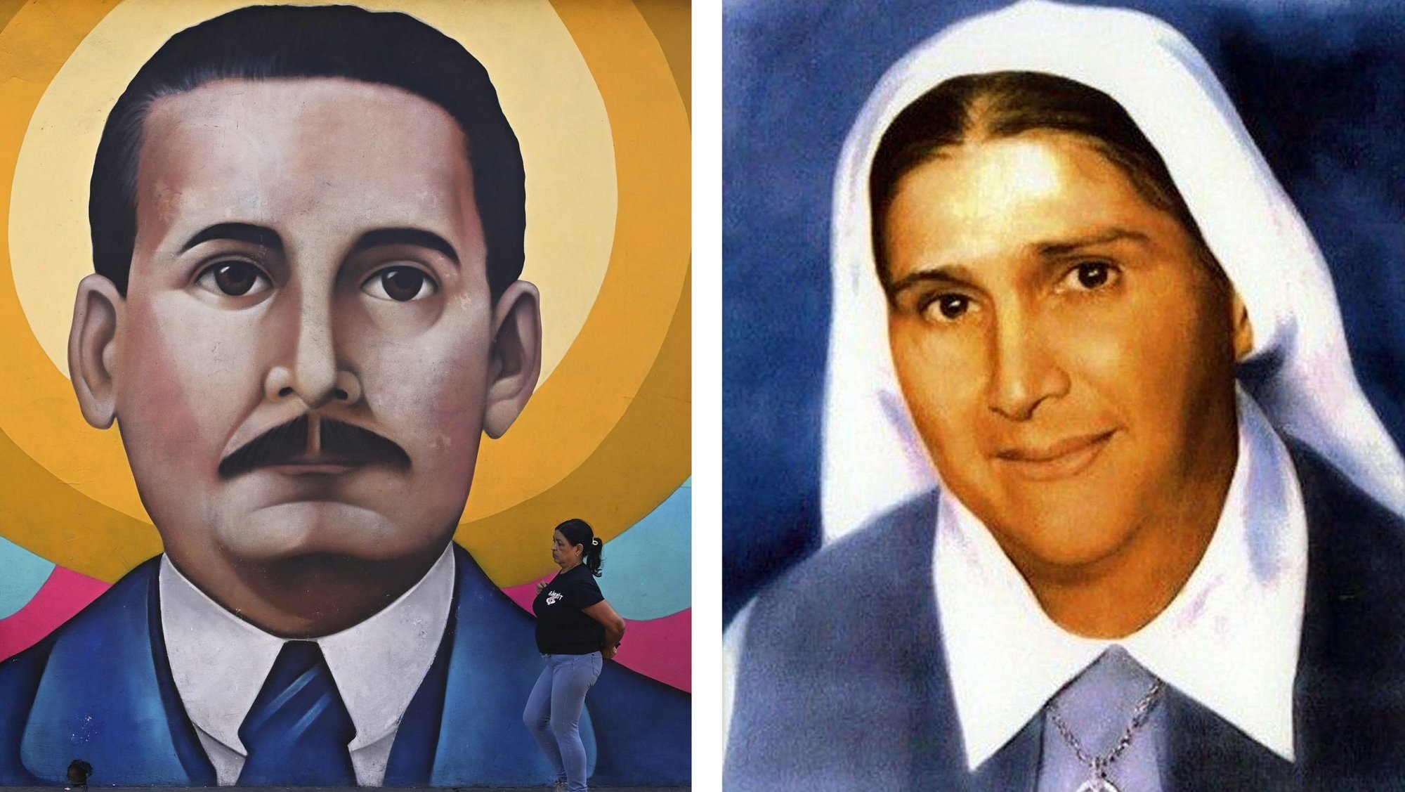 A combination photo shows images of Blessed José Gregorio Hernández and Blessed María Carmen Elena Rendiles Martínez. As Venezuelans wait for the Oct. 19, 2025, canonization of the South American country's first saints, both the church and the government are preparing for the unprecedented event, promoting restoration works and planning the logistics of the several activities that will happen in Caracas and elsewhere. (OSV News photo/Gaby Oraa, Reuters, Catholic Press Photo)