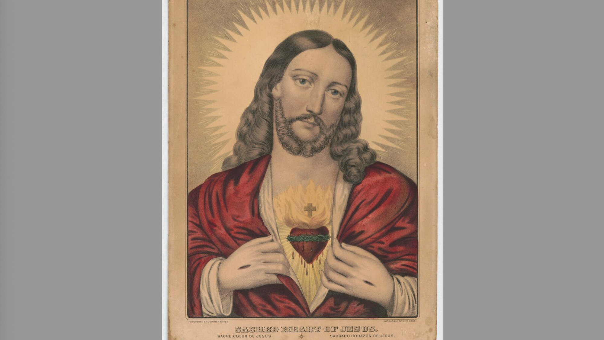 “Sacred Heart of Jesus,” lithograph, artist unknown, between 1835 and 1856, Library of Congress. (Wikimedia Commons)