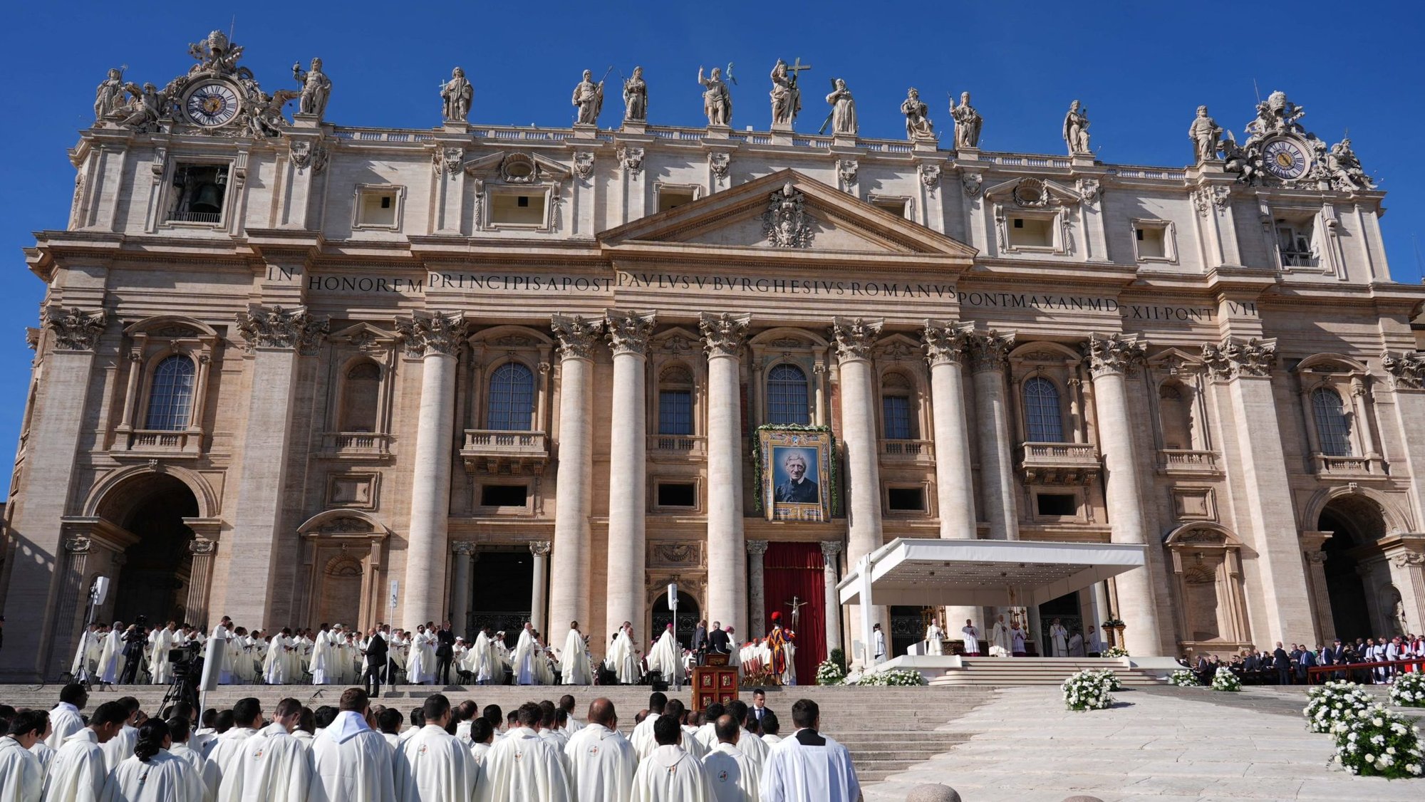 Pope Leo XIV celebrates Mass in St. Peter’s Square at the Vatican Nov. 1, 2025, at the conclusion of the Jubilee of the World of Education. (CNS photo/Lola Gomez)