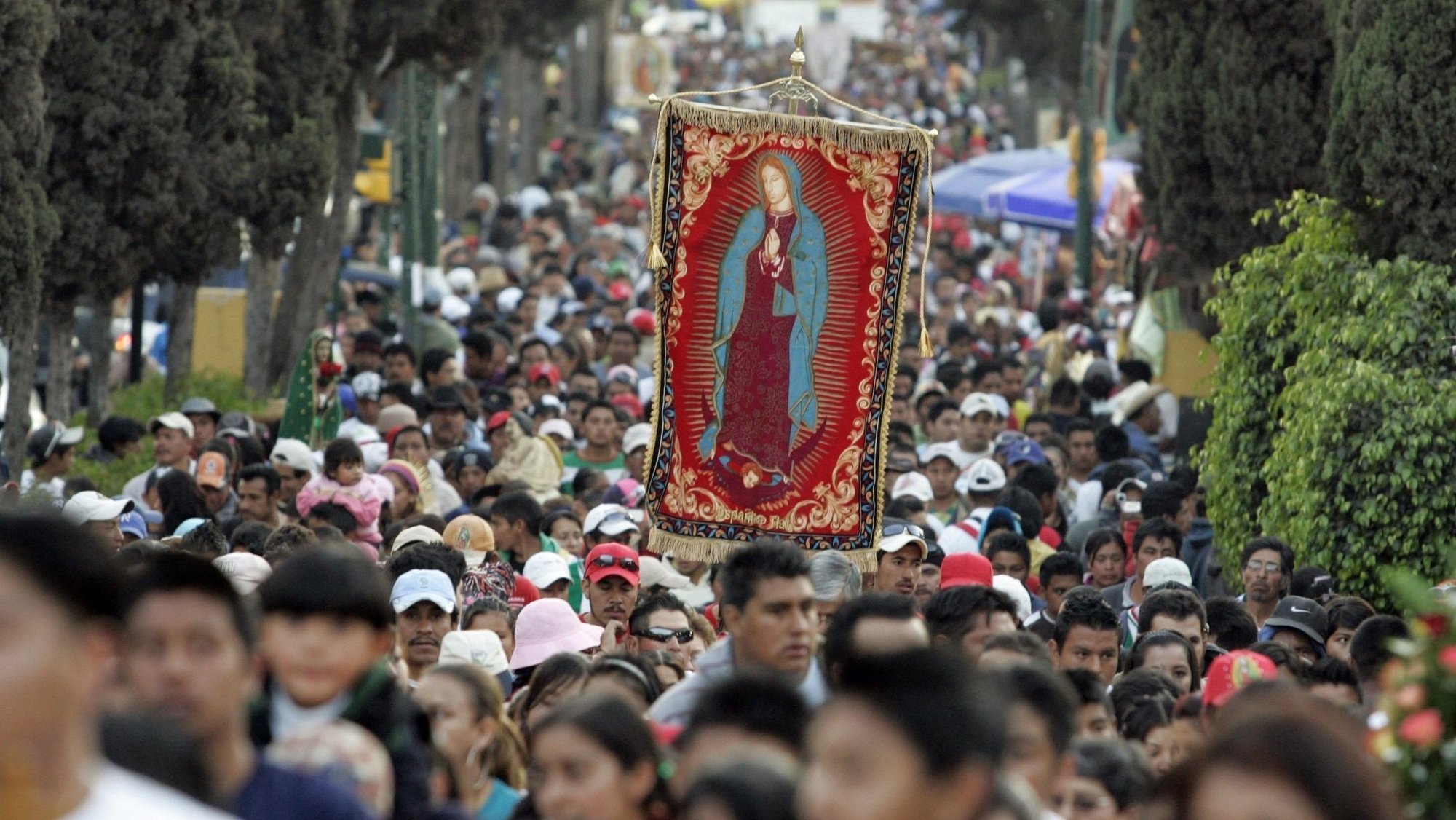 A file photo shows pilgrims making their way to the Basilica of Our Lady of Guadalupe in Mexico City. As Dec. 12 approaches, millions of pilgrims are converging on the basilica, one of the most visited Marian shrines in the world. (OSV News photo/Felipe Courzo, Reuters)