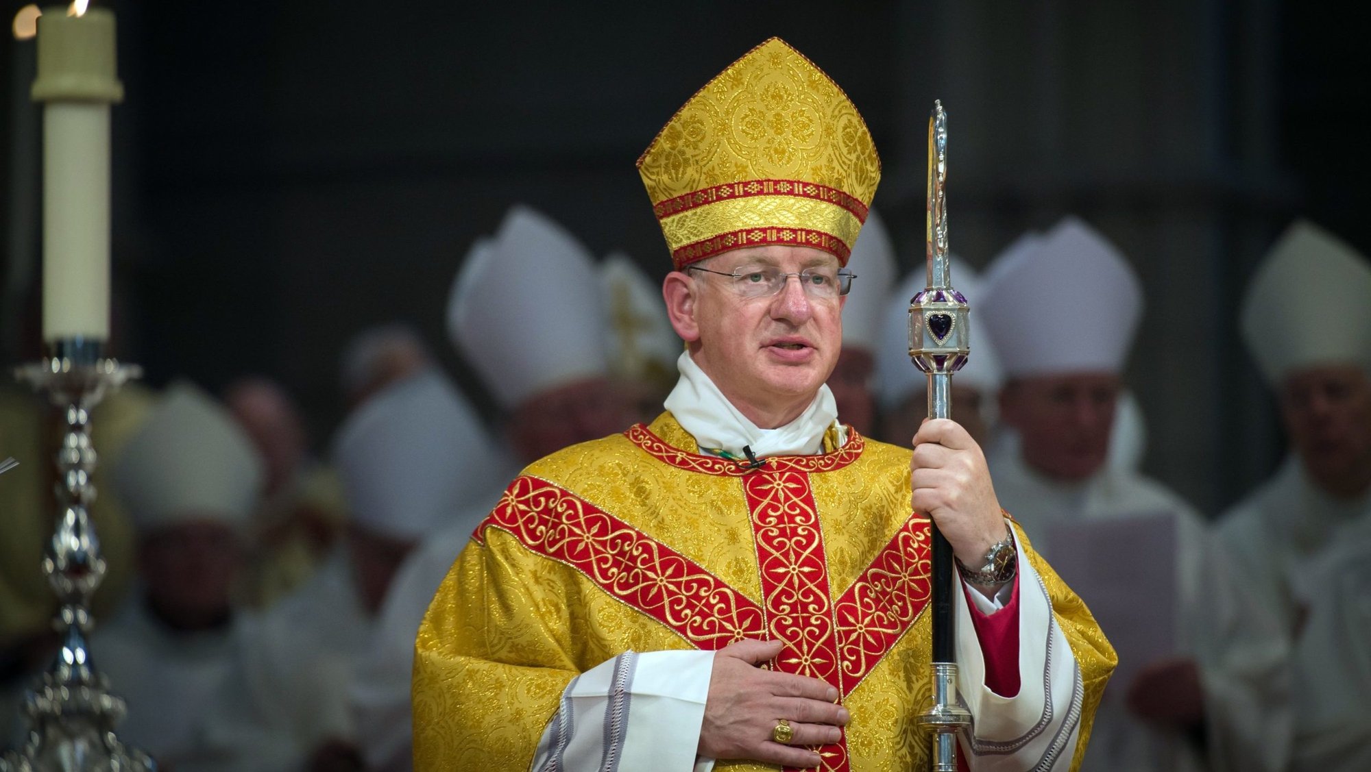 Bishop Richard Moth of Arundel and Brighton, England, is pictured in an undated photo. On Dec. 19, 2025, Pope Leo XIV appointed Bishop Moth, who shares the pontiff's passion of horseback riding, as the new leader of the Catholic Church in England and Wales. Named the 12th archbishop of Westminster, he will be installed in Westminster Cathedral on Feb. 14, 2026. (OSV News photo/Marcin Mazur, Bishops' Conference of England and Wales)