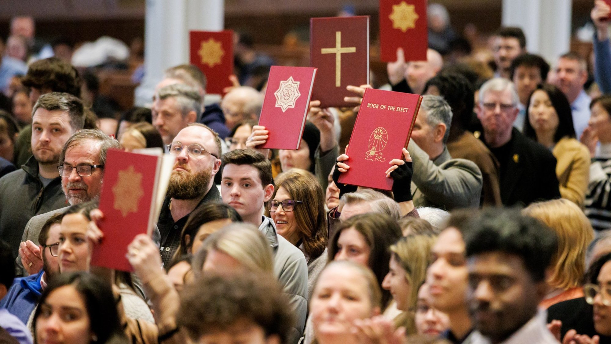 More than 450 catechumens preparing to enter the Catholic Church at Easter take part in the Rite of Election at the Cathedral of the Holy Cross in Boston March 9, 2025. It's a "very exciting day in the church in Boston, and throughout the world, really, where so many people are entering the church," said Bishop Mark W. O'Connell, then a Boston auxiliary and vicar general. (OSV News photo/Gregory L. Tracy, The Pilot)