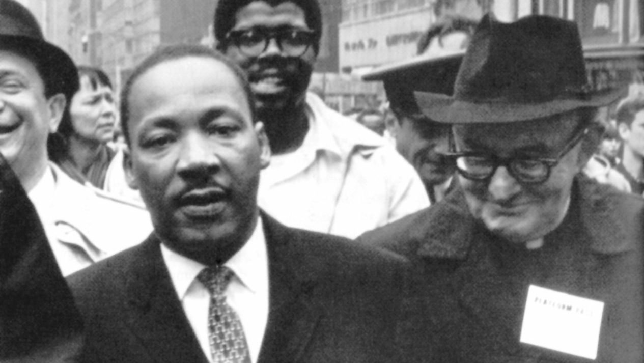 The Rev. Dr. Martin Luther King Jr. and Msgr. Charles Owen Rice march to the United Nations in New York in this April 1967 photo. (OSV News photo/Pittsburgh Catholic)