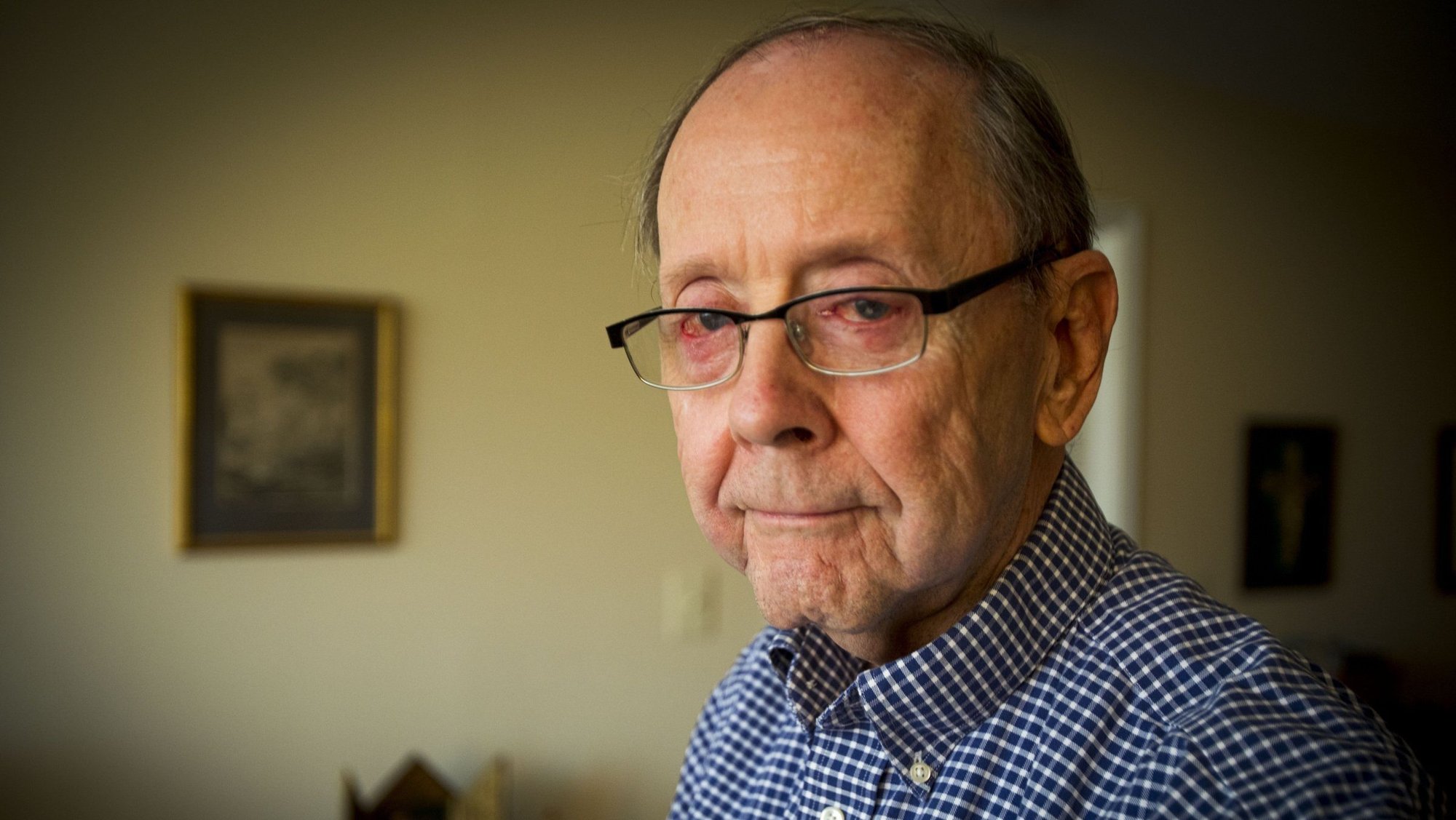 Catholic author Russell Shaw poses for a photo in his Silver Spring, Md., home Aug. 28, 2019. Shaw died Jan. 6, 2026, at age 90. (OSV News photo/Chaz Muth)